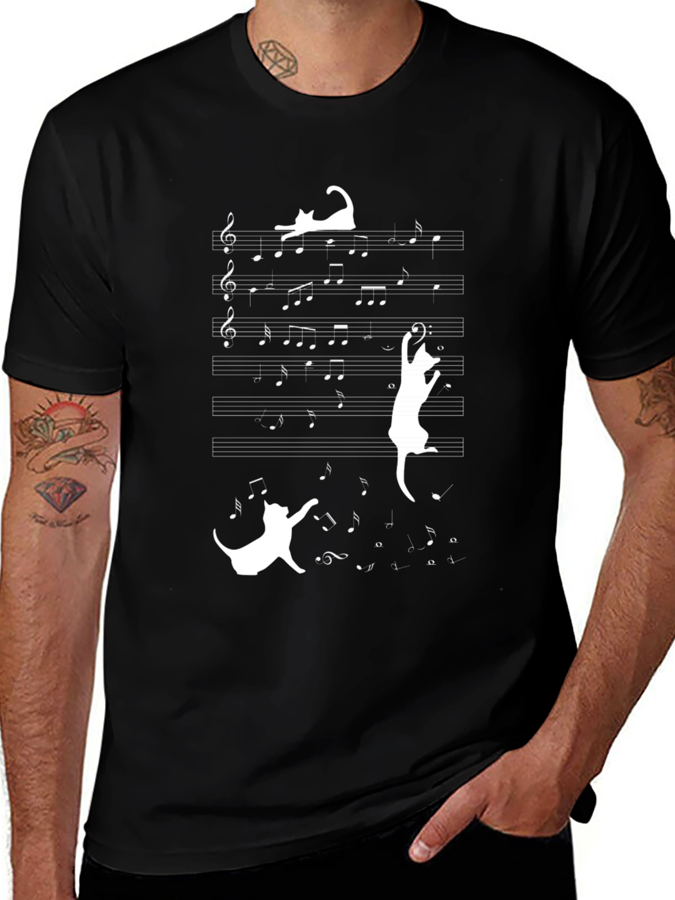 Variant 2 of Musical Cats T-Shirt - Black