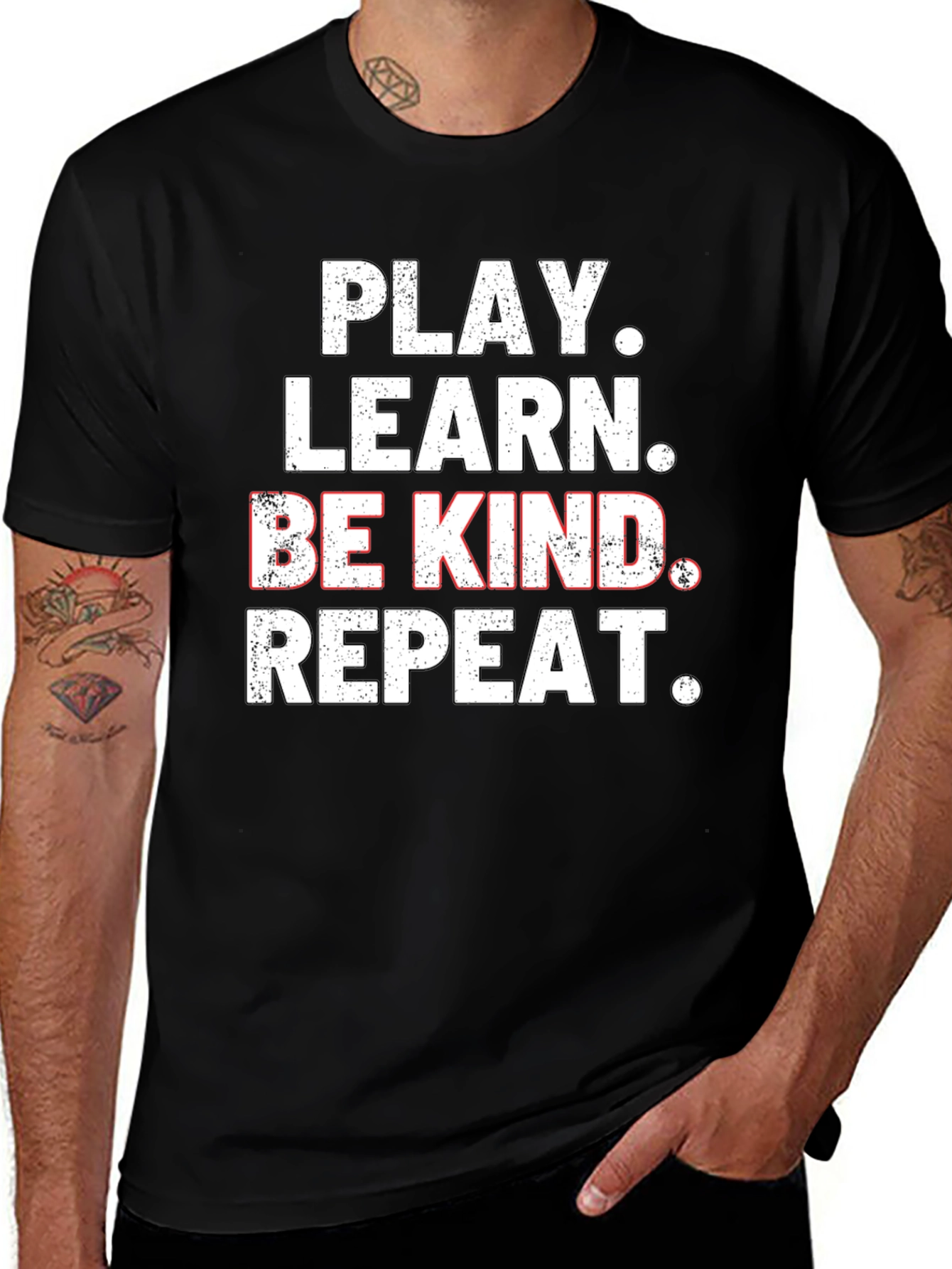 Variant 11 of Play Learn Be Kind Repeat Graphic Tee