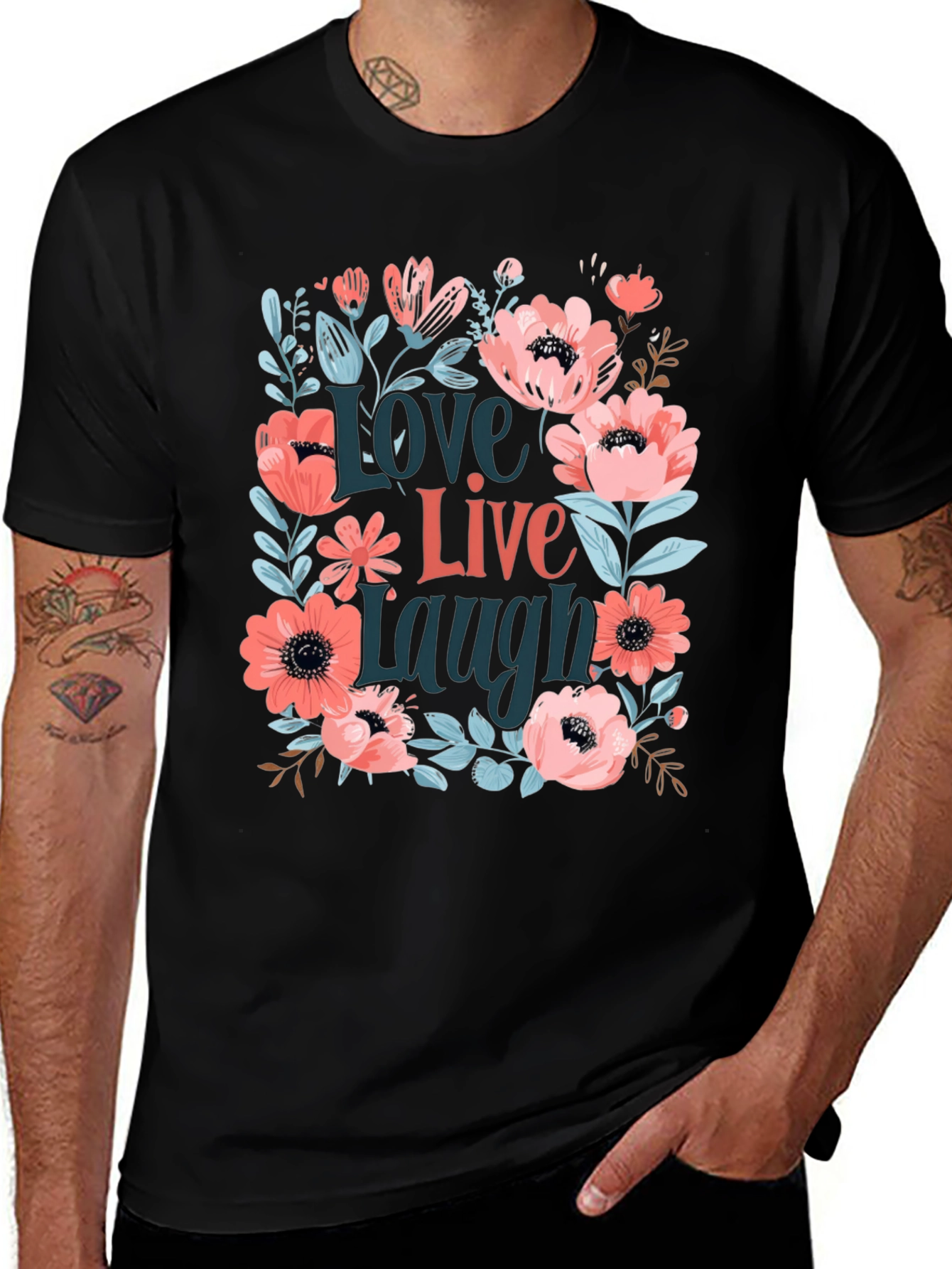 Variant 9 of Floral Love Live Laugh Graphic Tee