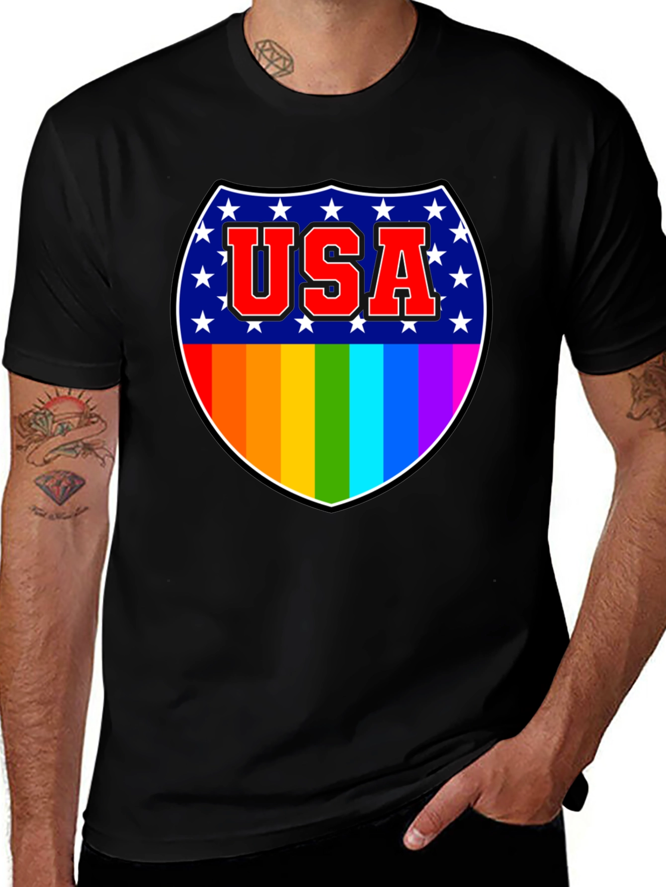 USA Rainbow Shield Graphic Tee