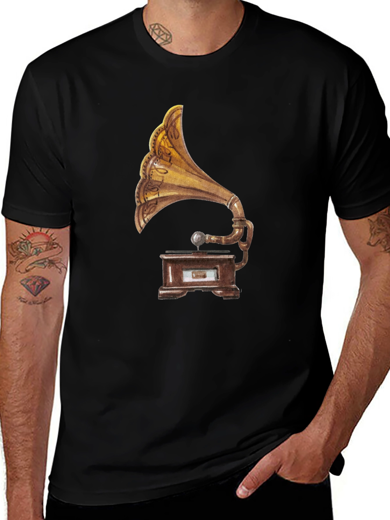 Variant 27 of Vintage Gramophone Graphic Tee - Classic Style