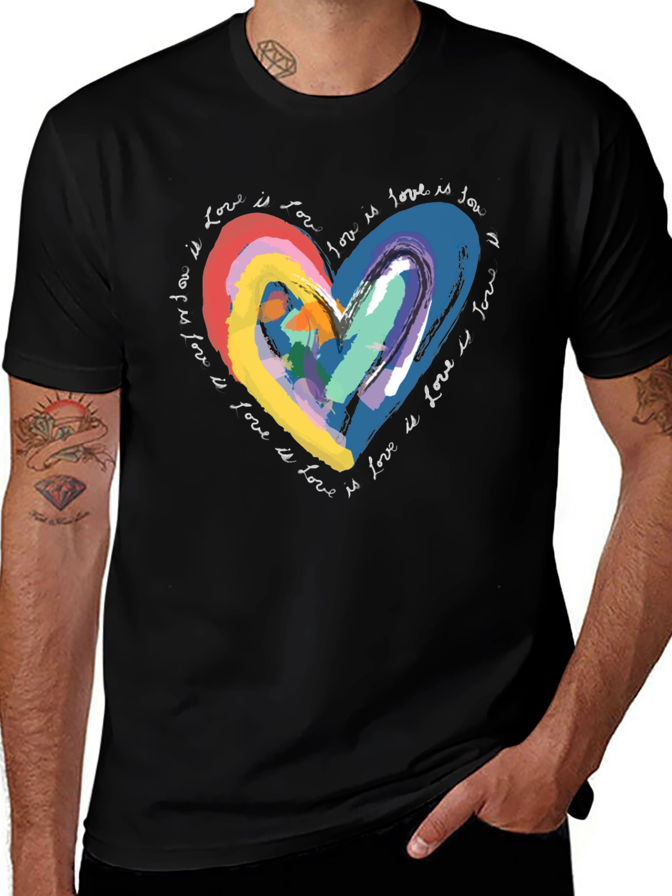 Rainbow Love Heart Graphic T-Shirt - 'Love is Love'