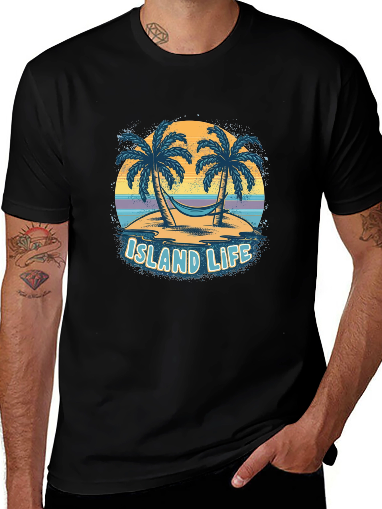 Variant 12 of Island Life Graphic Tee - Black