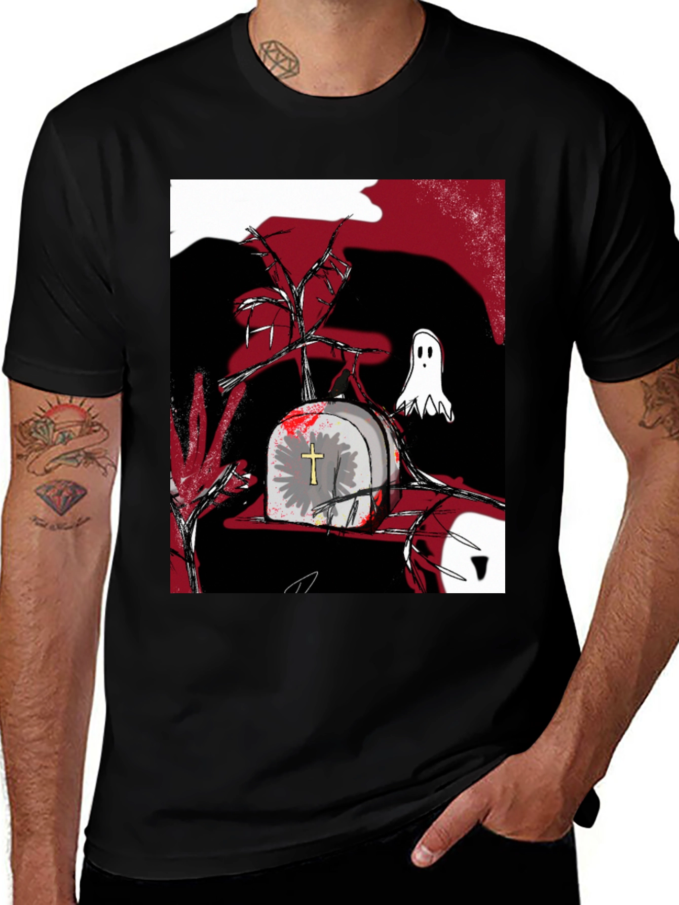 Variant 27 of Gothic Tombstone Ghost T-Shirt
