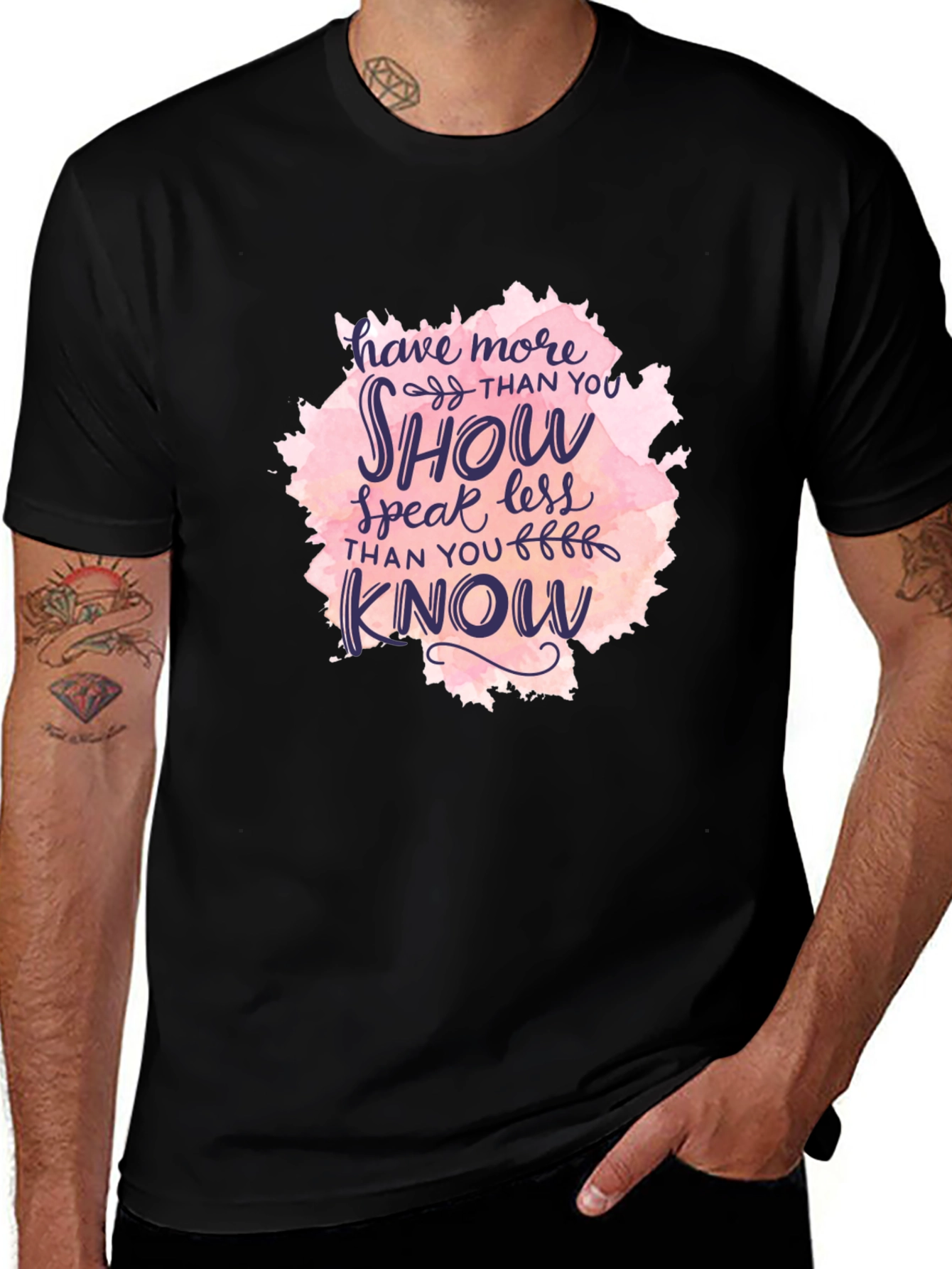 Variant 17 of Inspirational Graphic Tee - Show More Than You Speak Black T-Shirt
