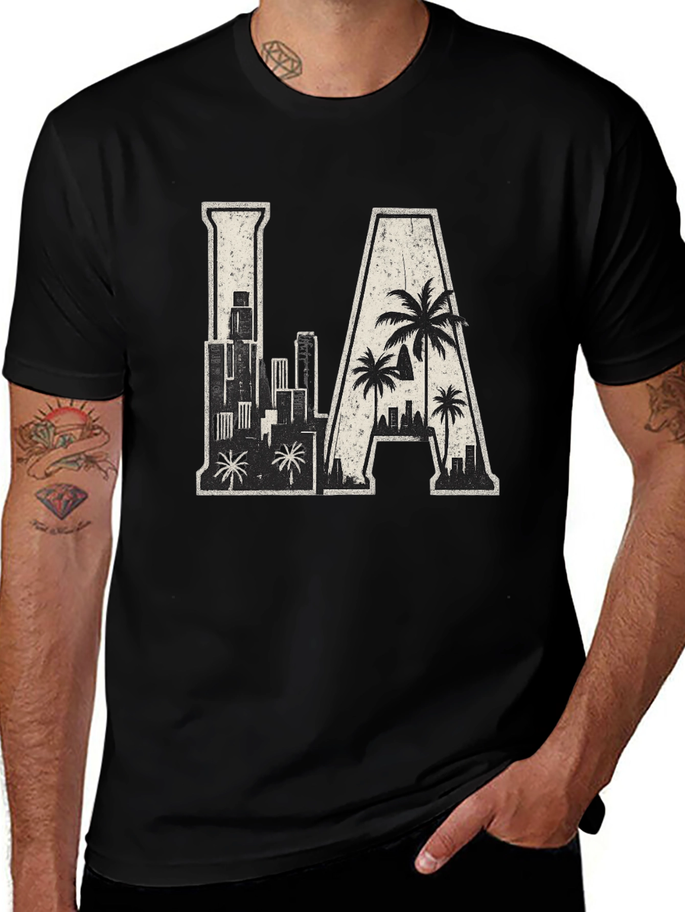 Black LA Skyline Graphic Tee - Urban Style main image