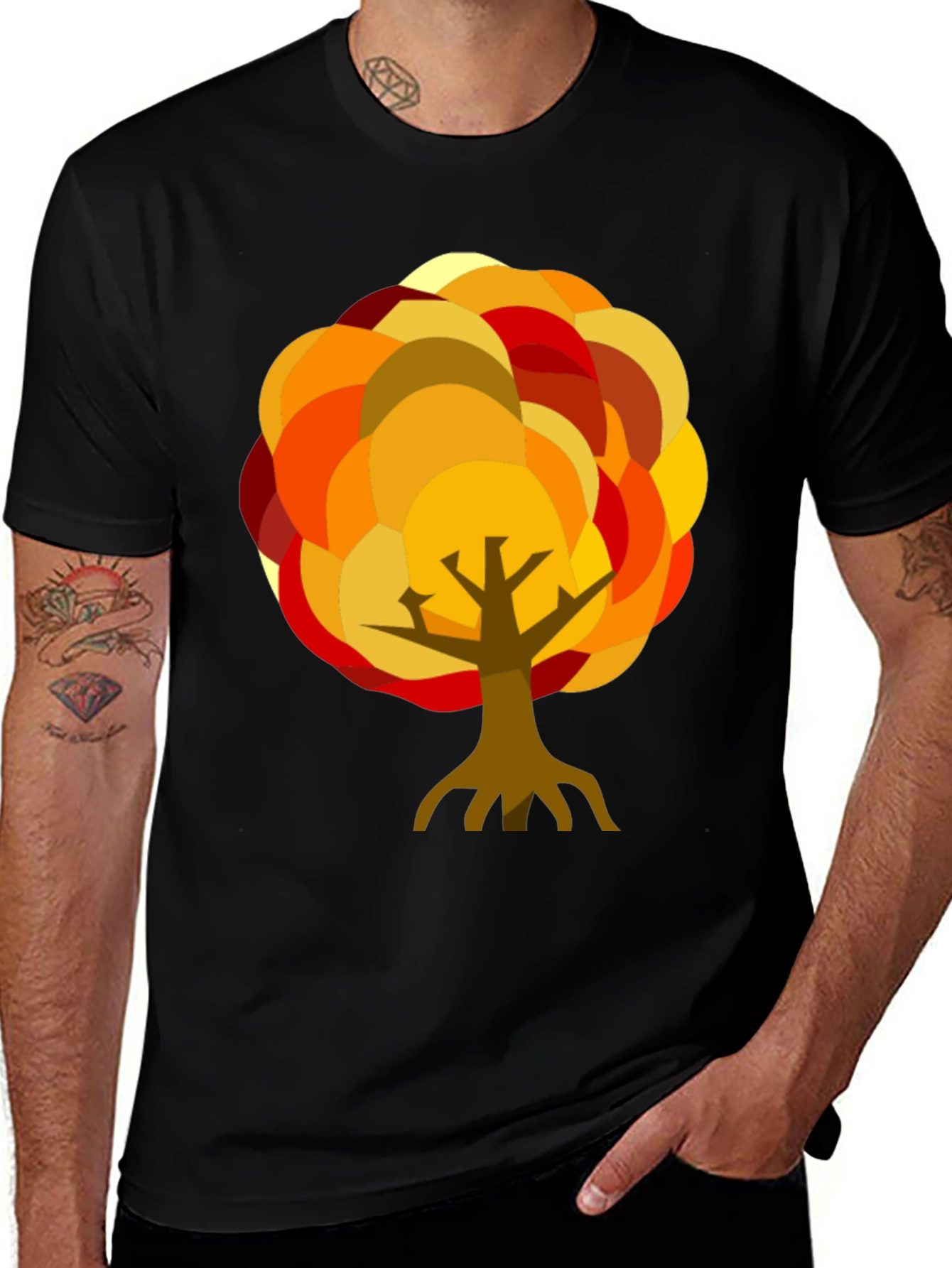 Variant 14 of Autumn Tree Graphic Black T-Shirt