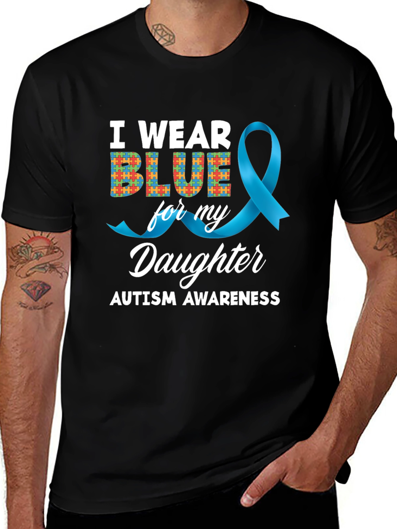 Variant 5 of Autism Awareness T-Shirt - "I Wear Blue for My Daughter"