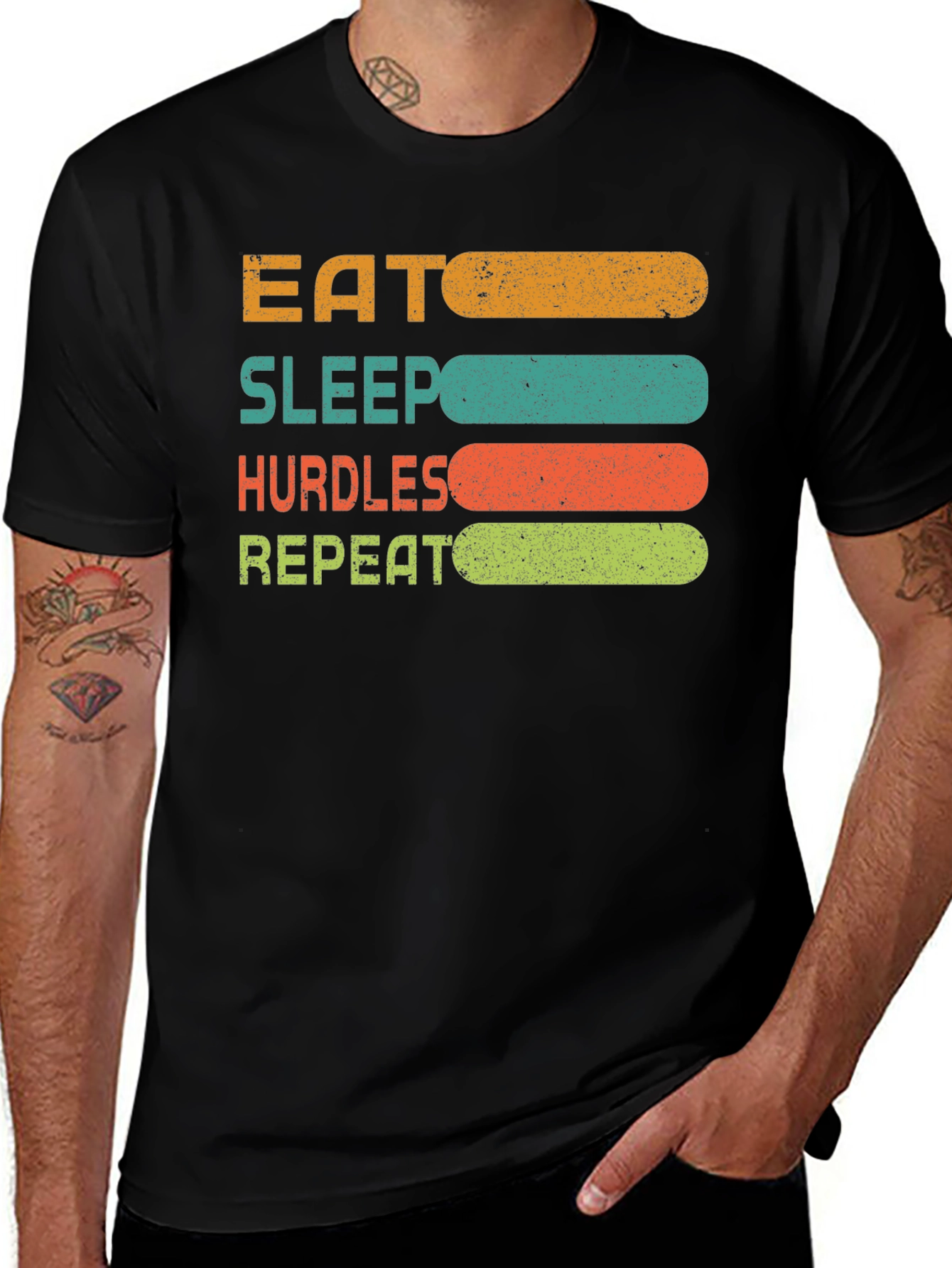 Variant 28 of Eat Sleep Hurdles Repeat Graphic Tee