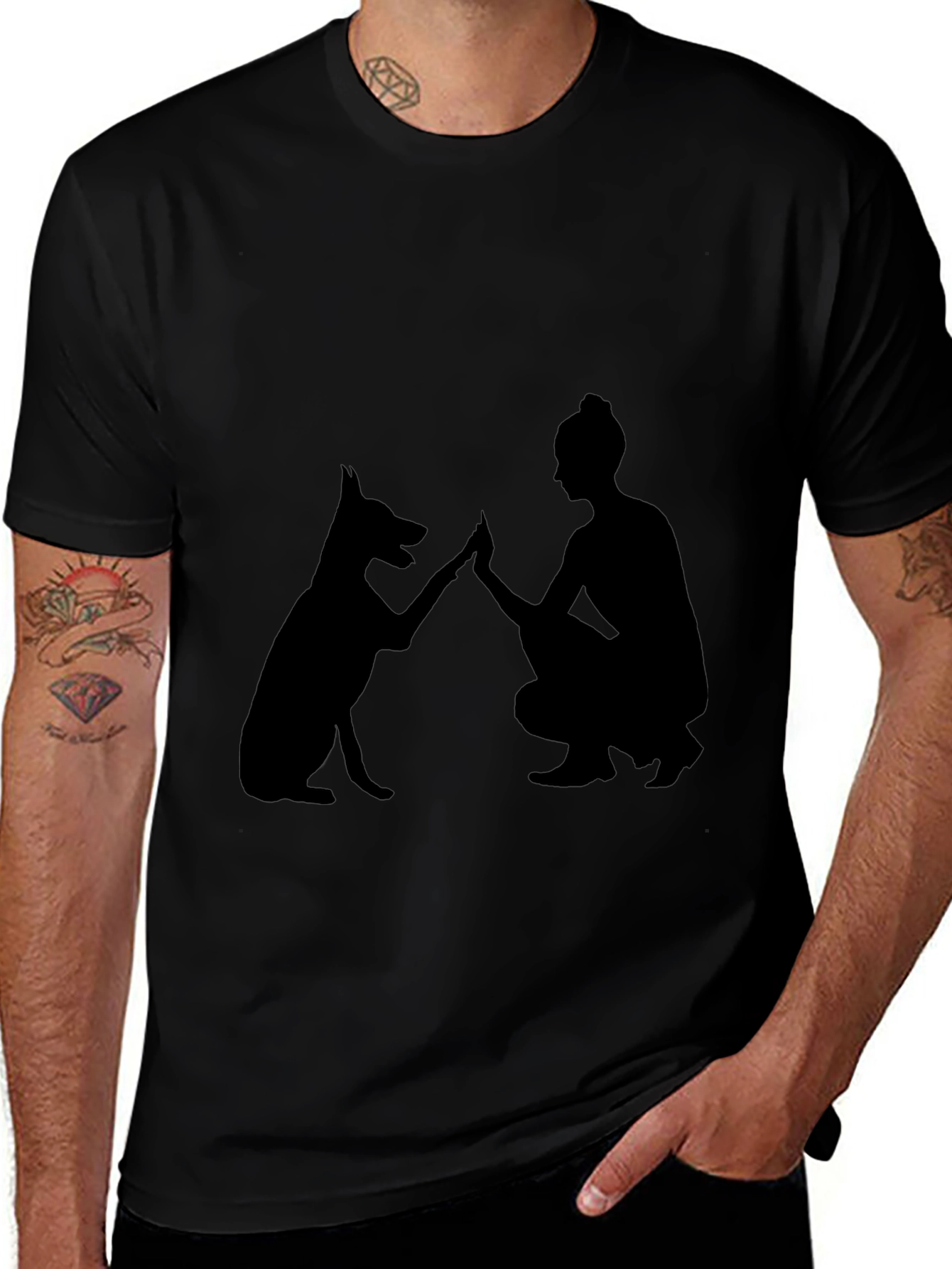 Variant 29 of Dog & Owner High Five Black T-Shirt