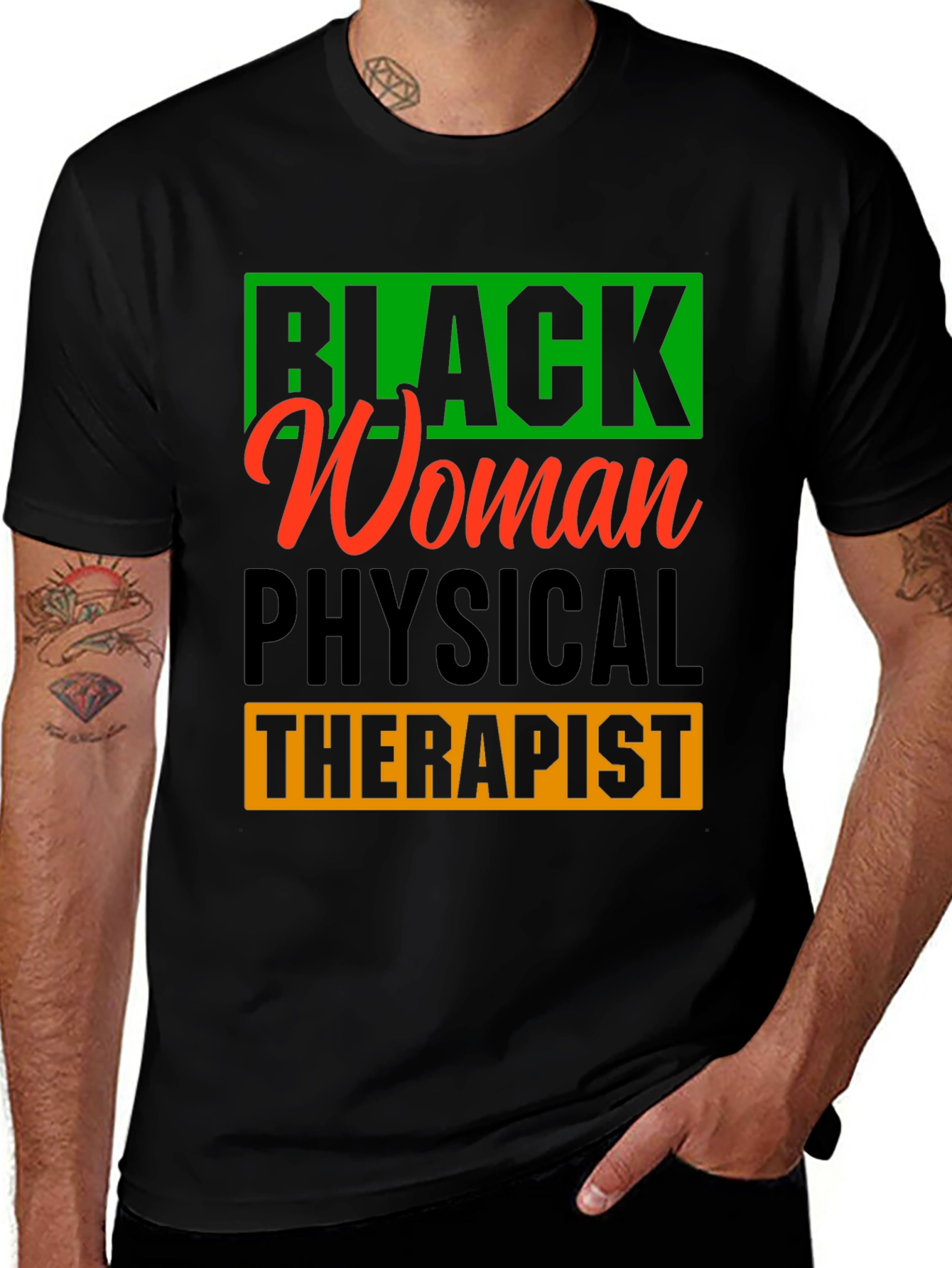 Variant 16 of Black Woman Physical Therapist Graphic T-Shirt