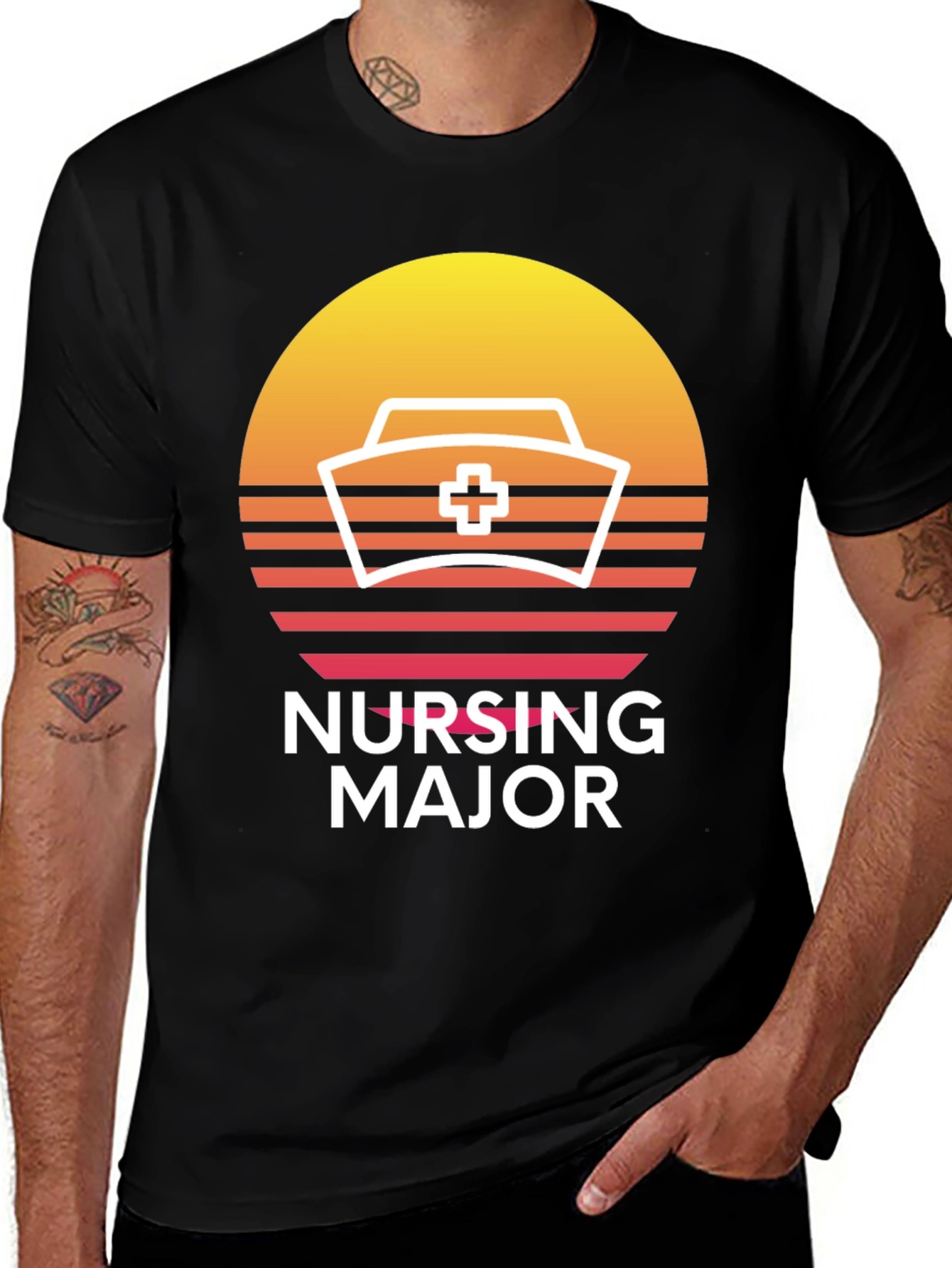 Variant 4 of Nursing Major Retro Sunset T-Shirt