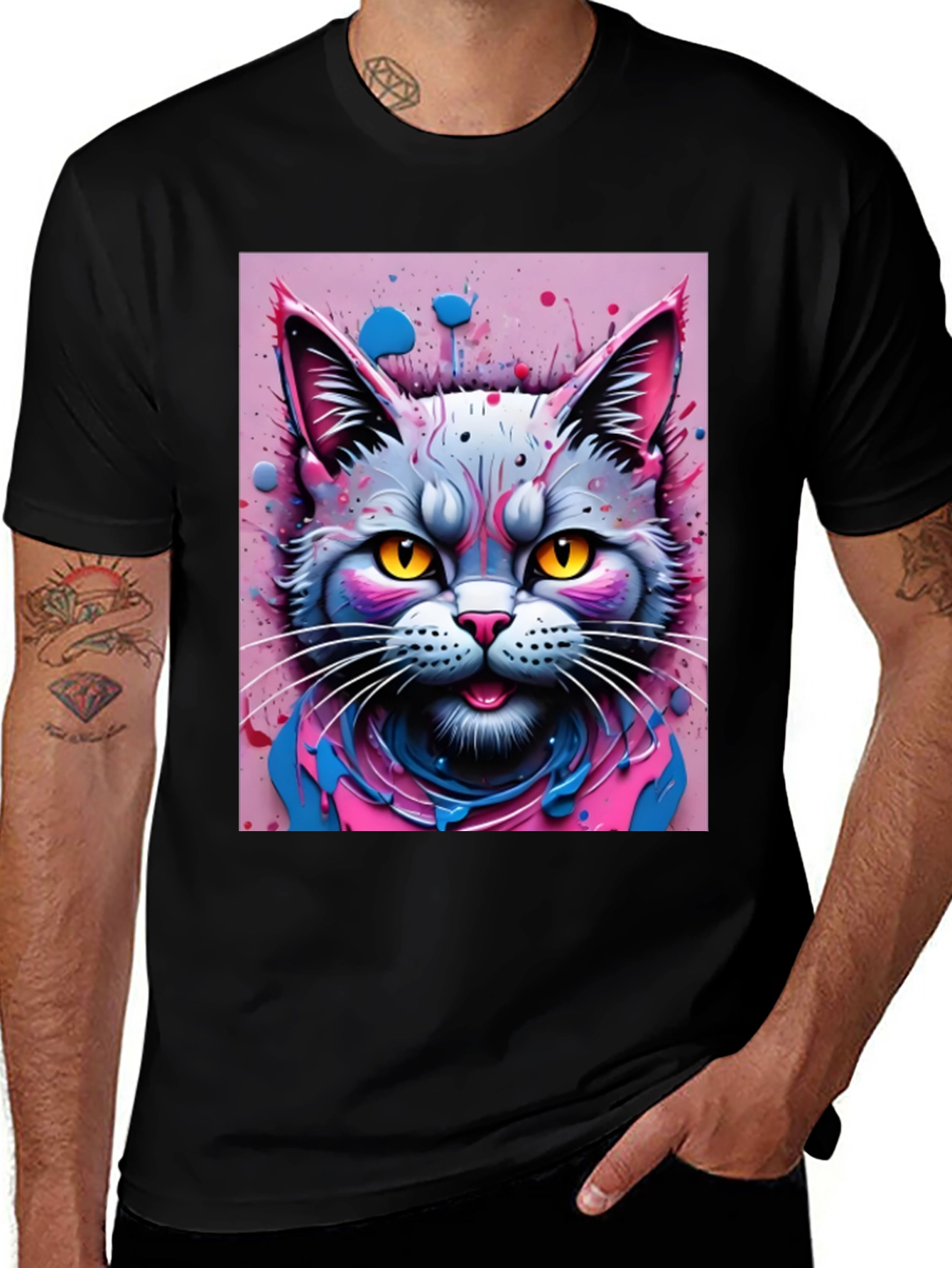 Variant 20 of Cool Cat Graphic Tee - Black