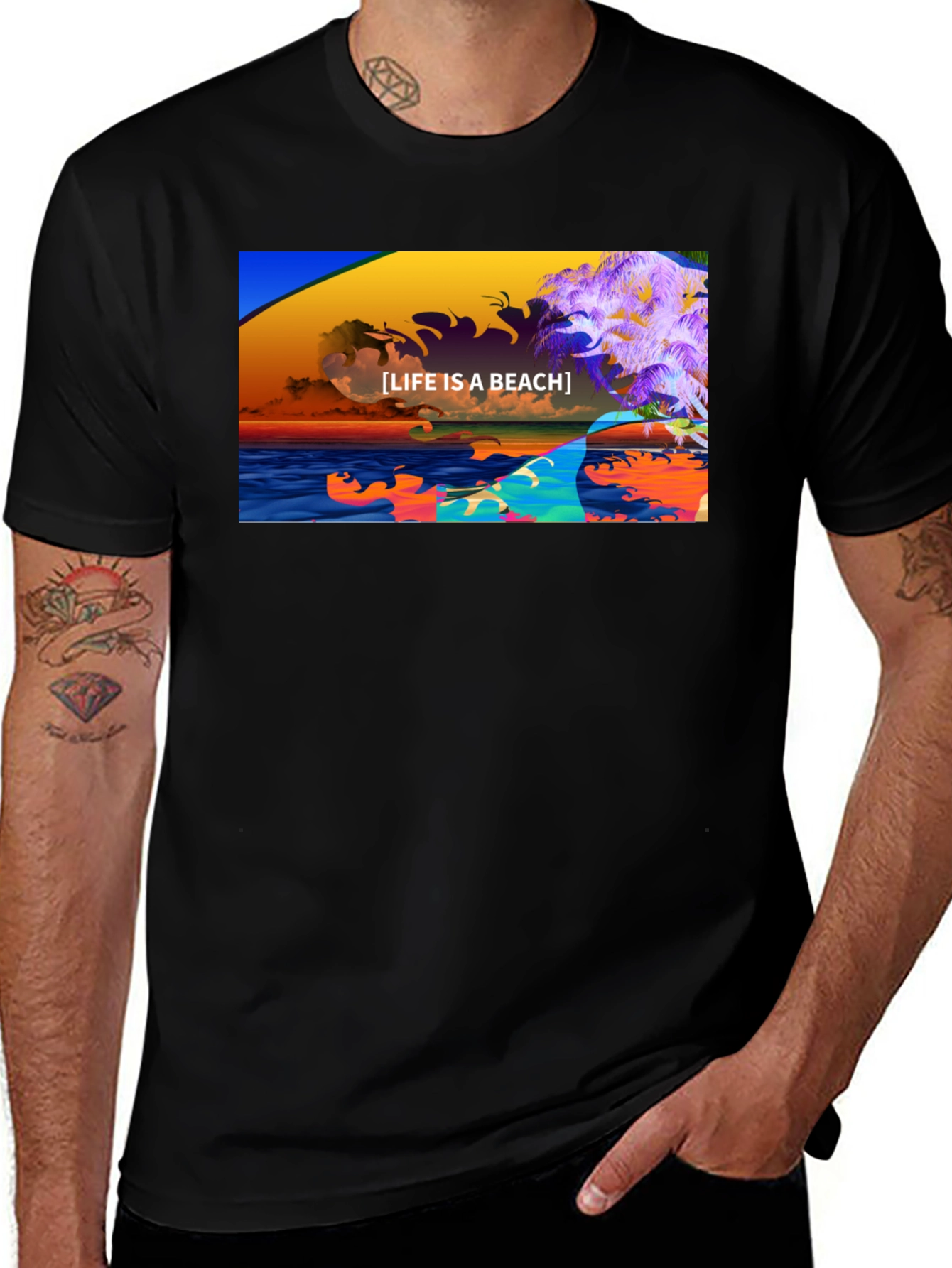 Variant 30 of Life is a Beach Graphic Tee - Tropical Style