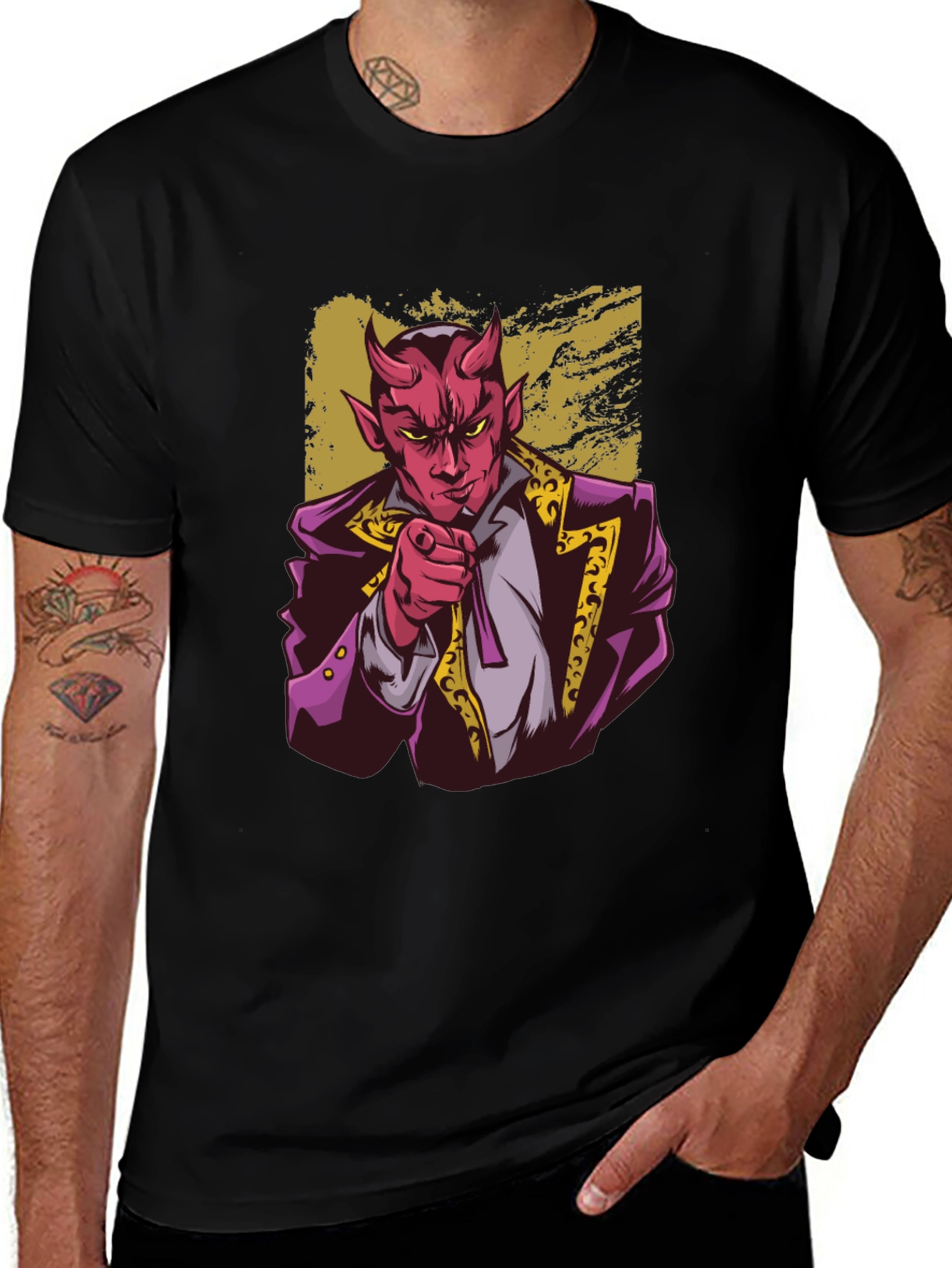 Variant 30 of Devil Pointing Graphic Tee - Stylish Men's T-Shirt