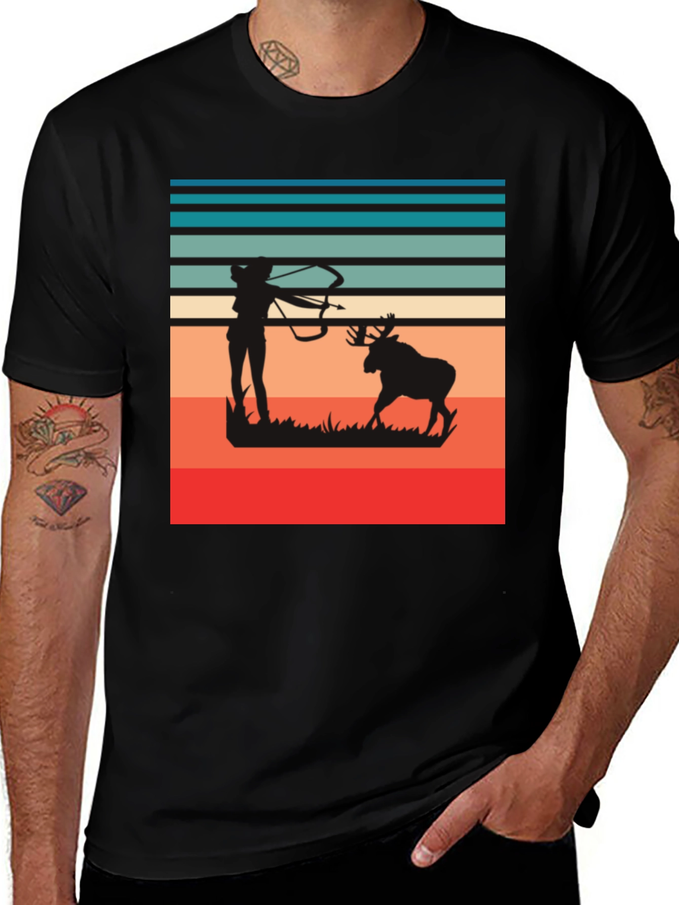 Variant 12 of Retro Archer & Moose Graphic Tee - Black