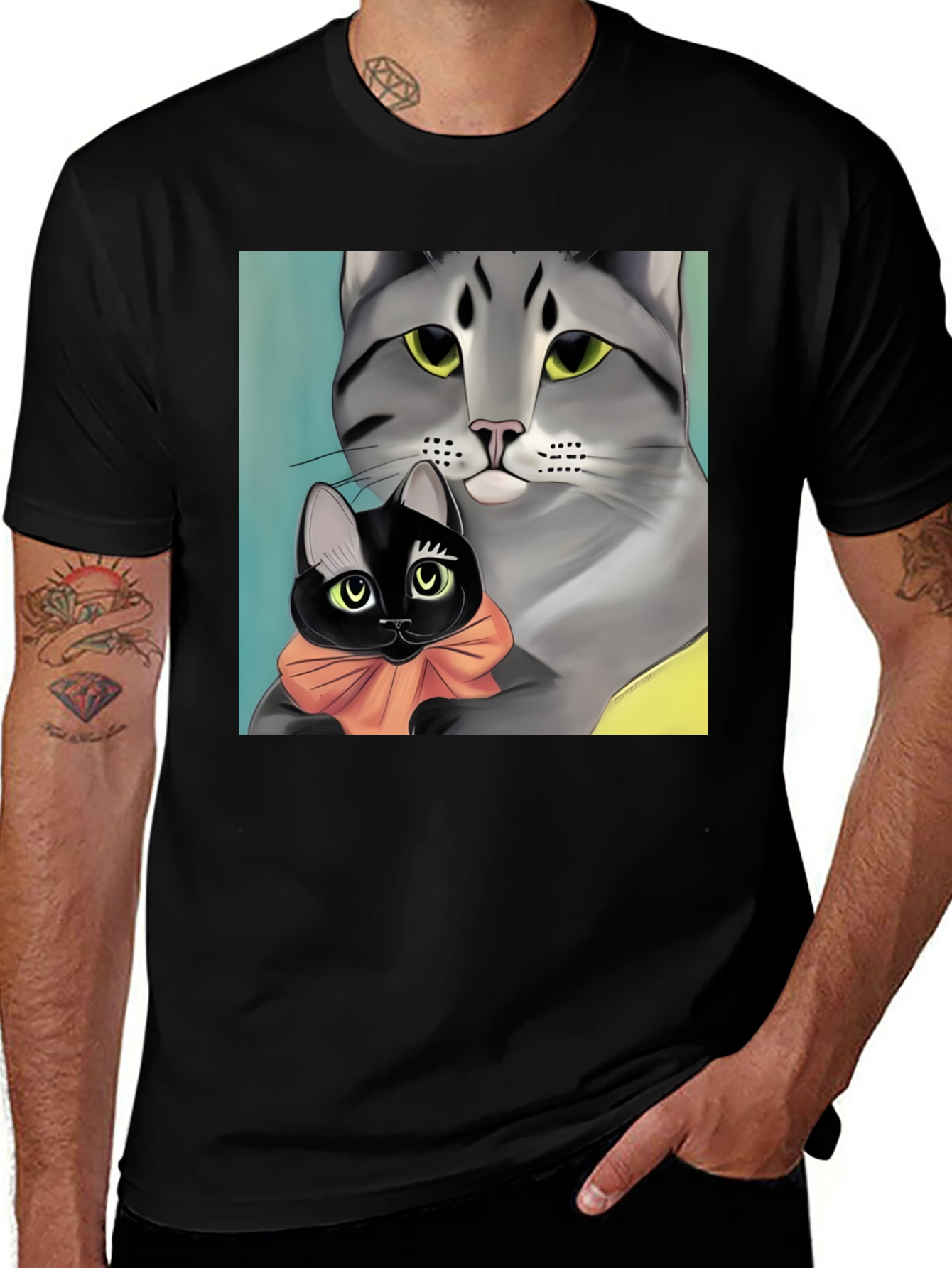 Variant 11 of Cat Lover's T-Shirt - Mom Cat & Kitten Tee