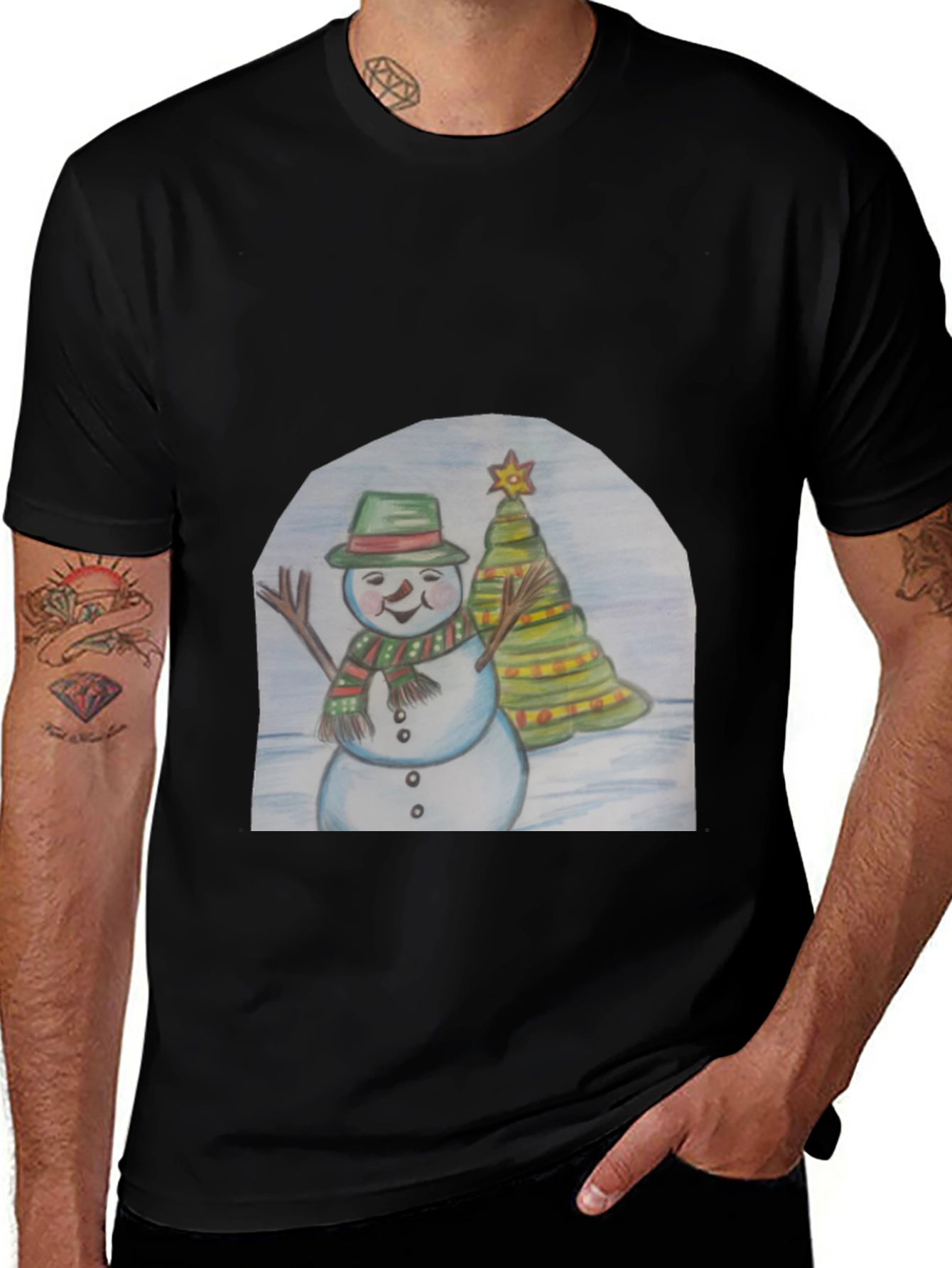 Variant 19 of Festive Snowman & Christmas Tree T-Shirt