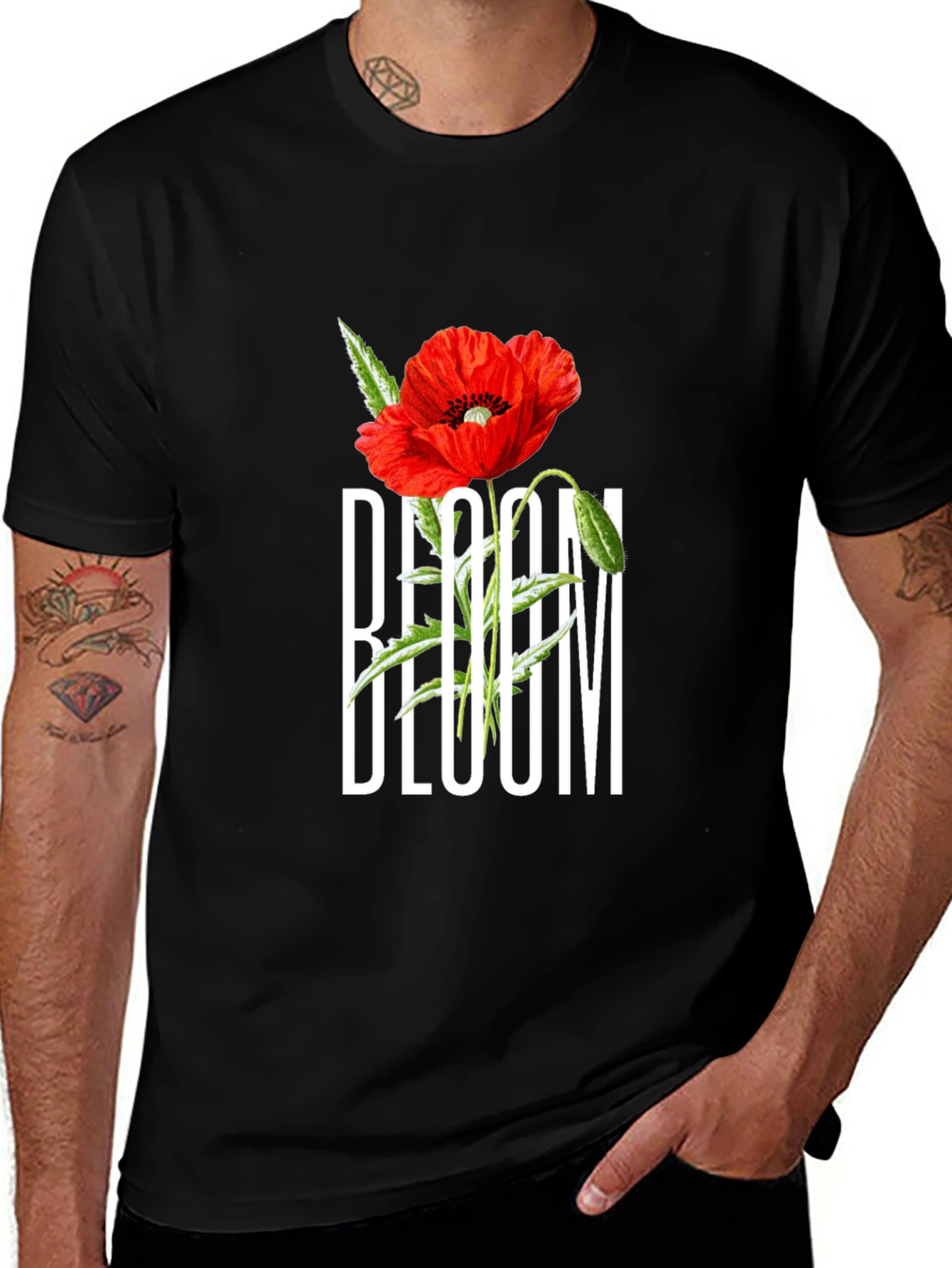 Bloom Graphic T-Shirt - Black Cotton Tee