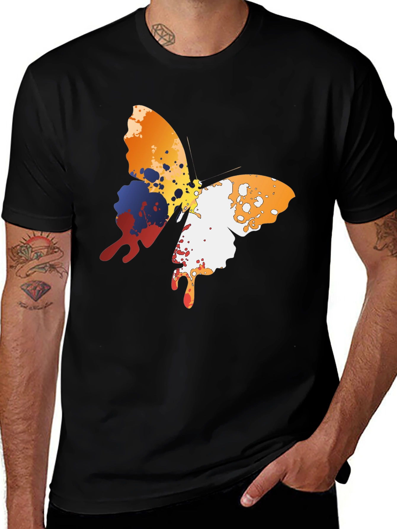 Variant 14 of Abstract Butterfly Graphic Men's Black T-Shirt