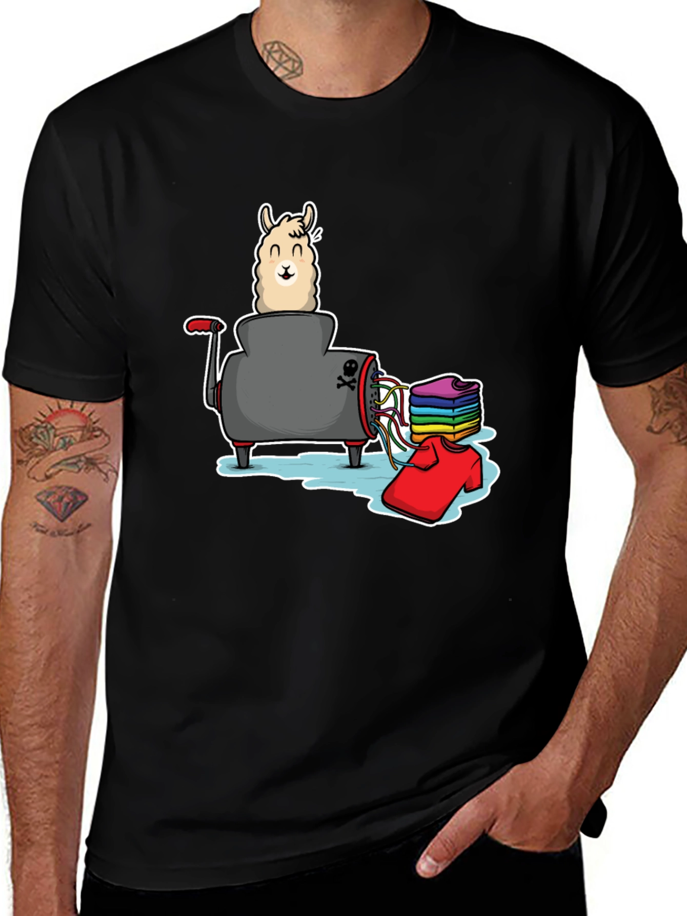 Black Llama T-Shirt - Whimsical Design main image