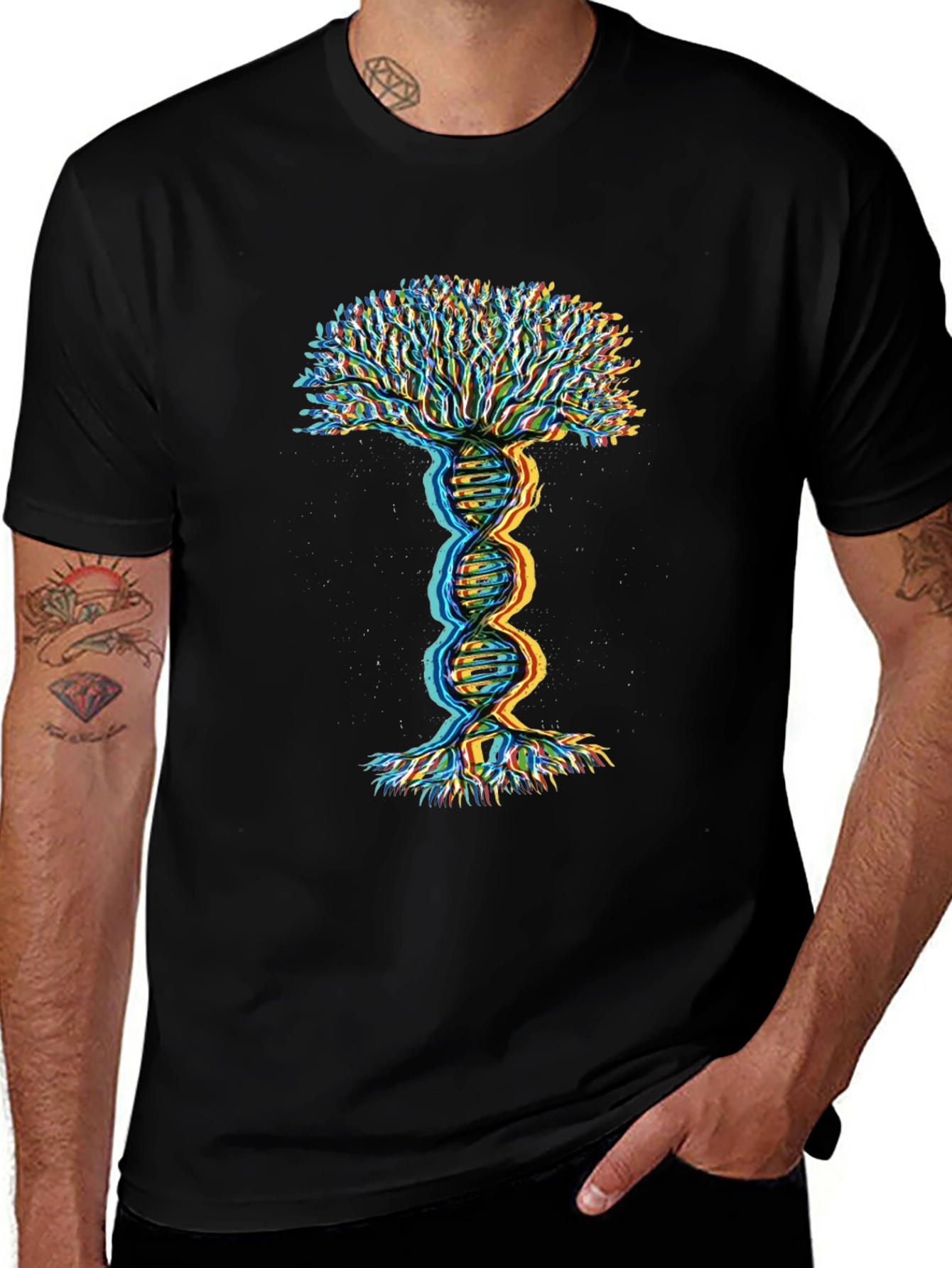 Variant 7 of DNA Tree of Life Graphic Tee - Black