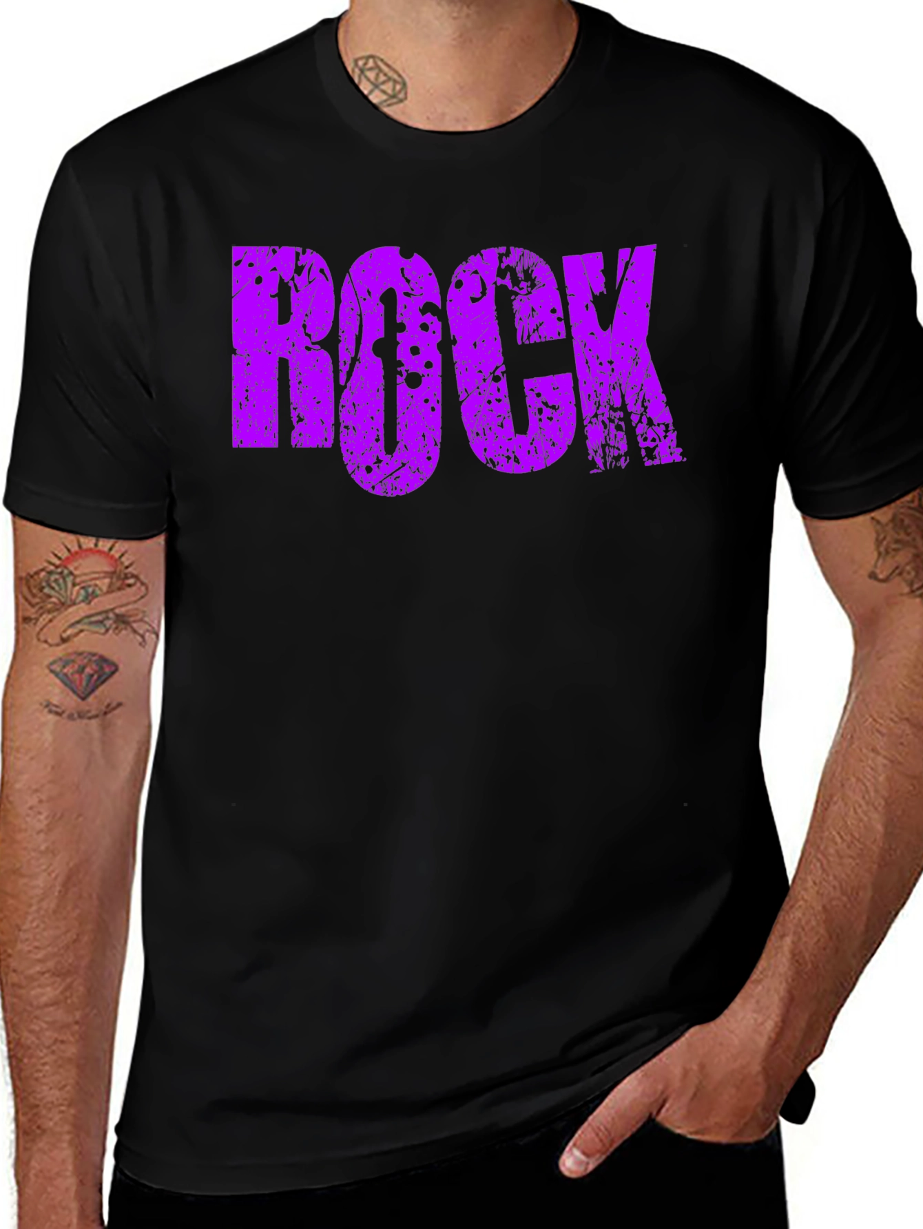 Variant 25 of Rock Graphic Tee - Distressed Purple Print