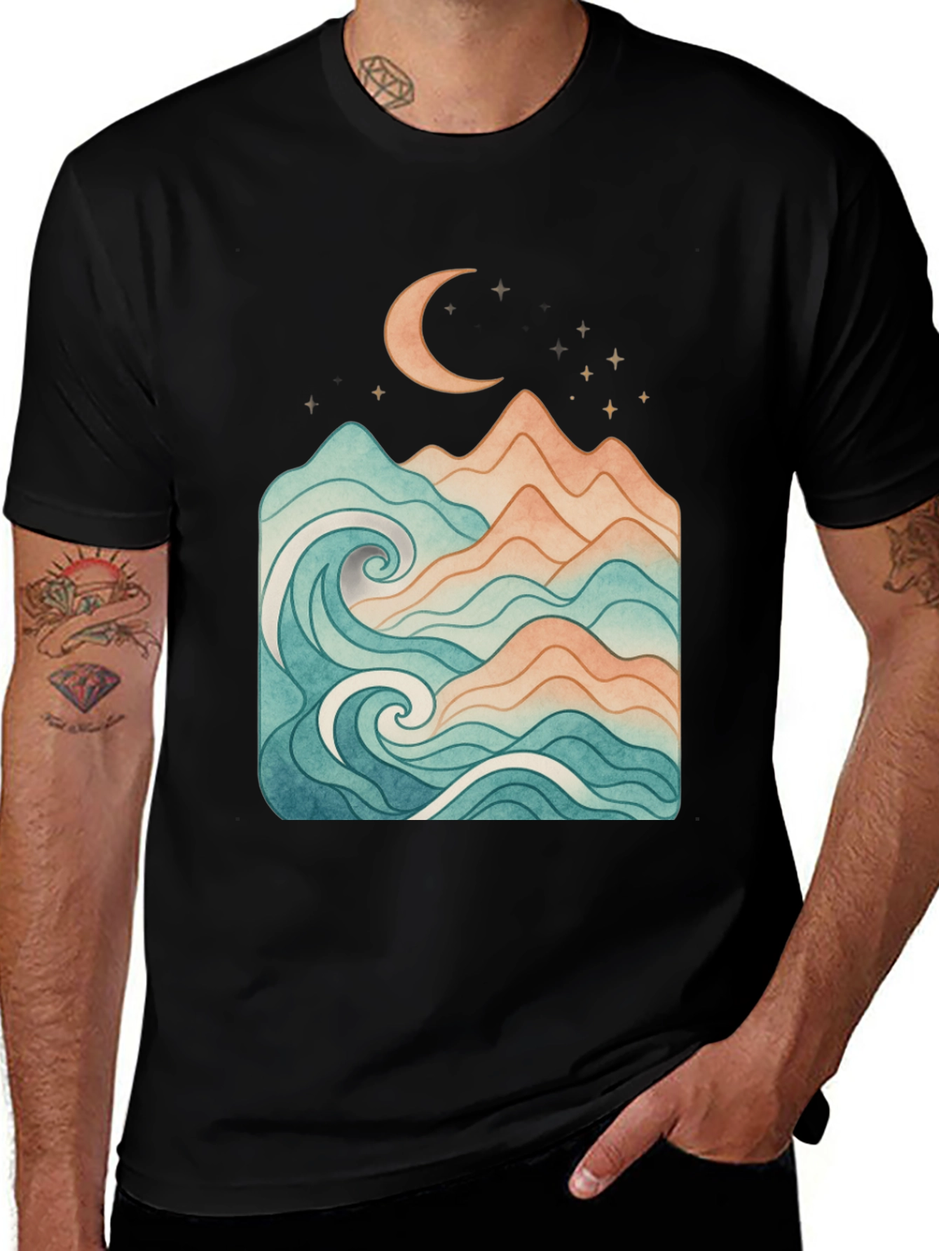 Variant 12 of Mountain Wave Crescent Moon Graphic Tee