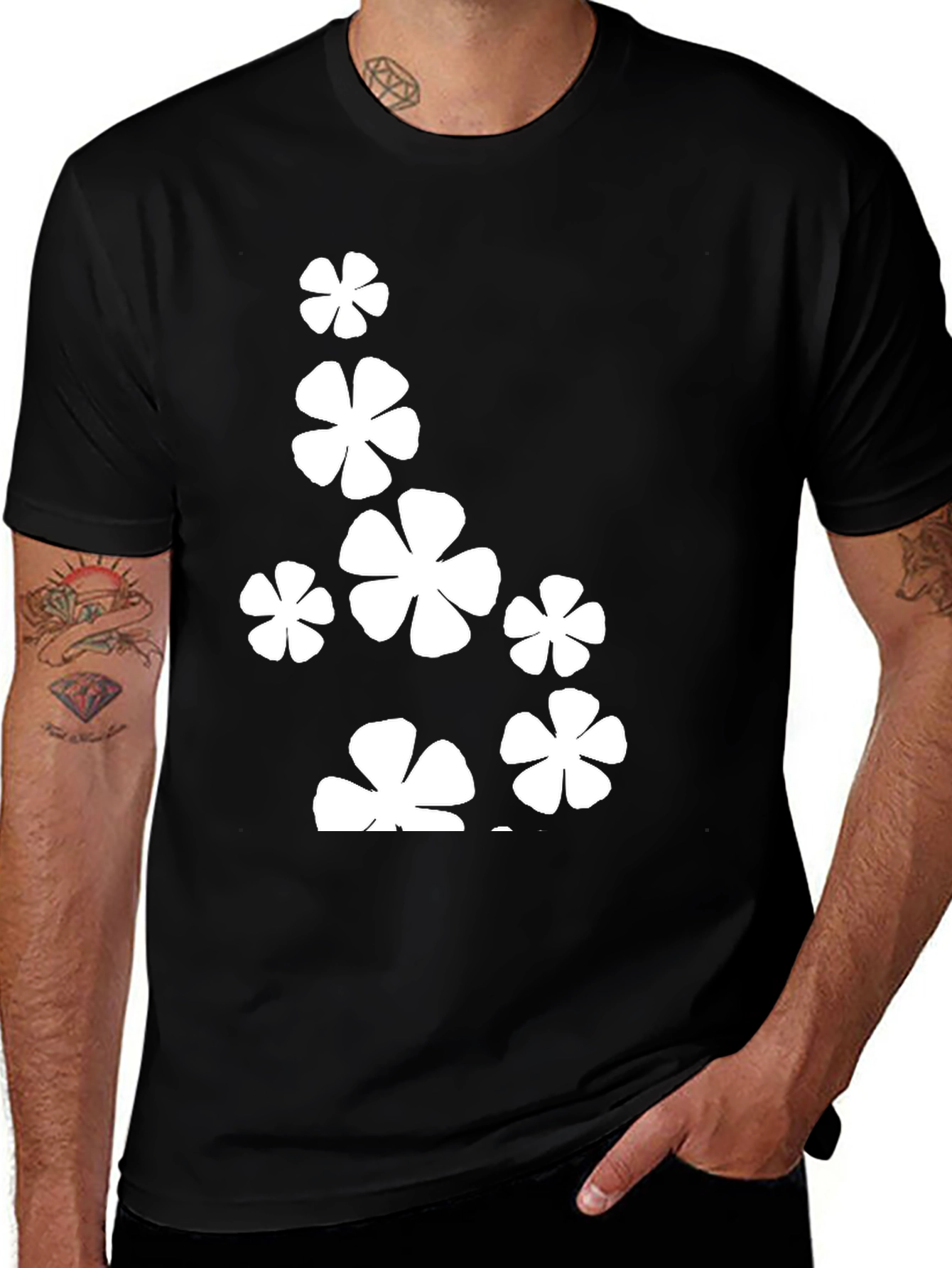 Variant 11 of Floral Print Black T-Shirt