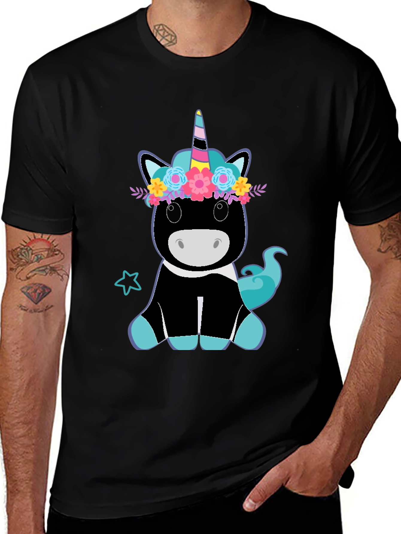 Variant 20 of Unicorn Graphic Tee - Black Cotton T-Shirt