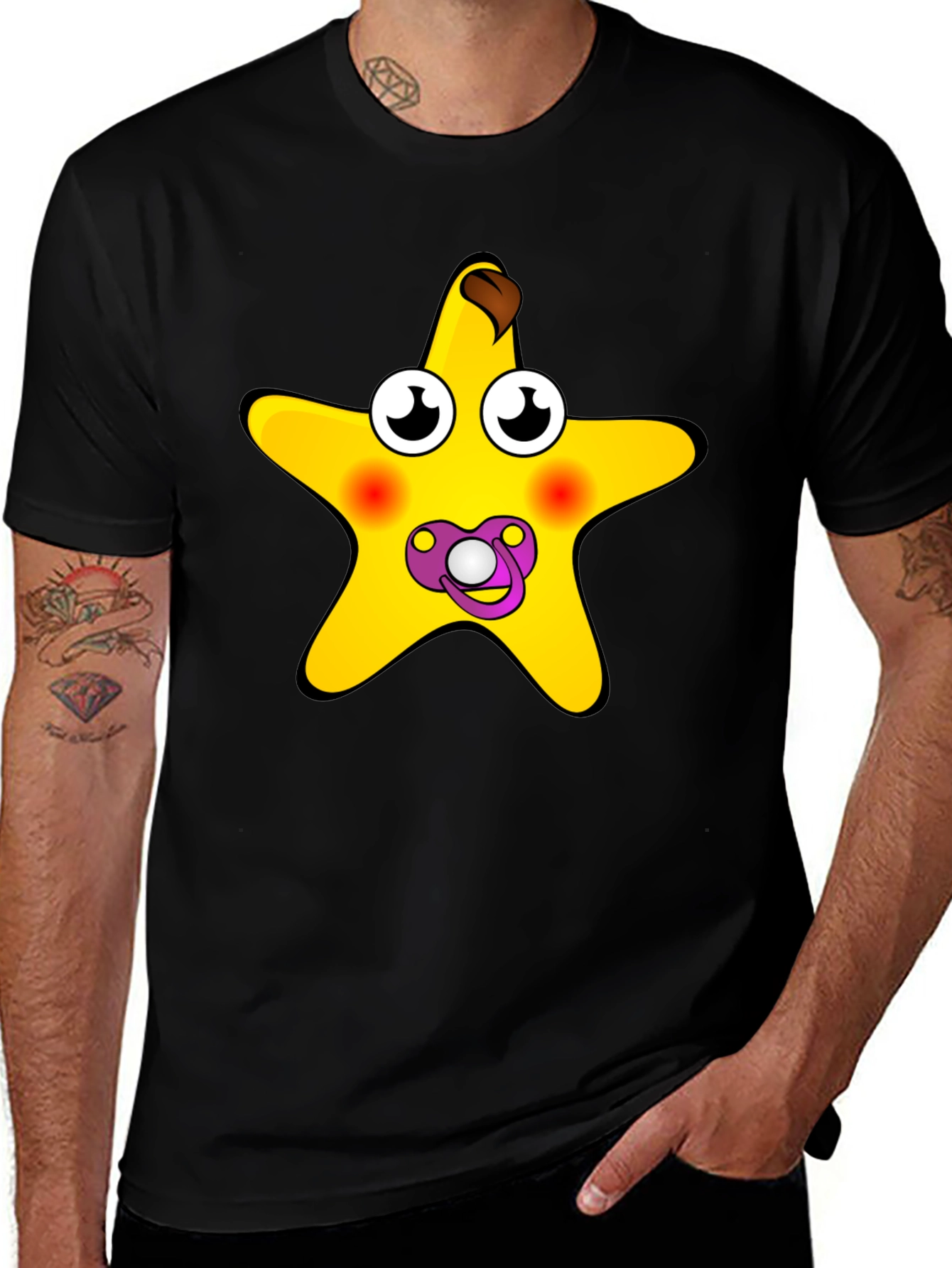Variant 19 of Funny Starfish Pacifier Graphic Tee - Black
