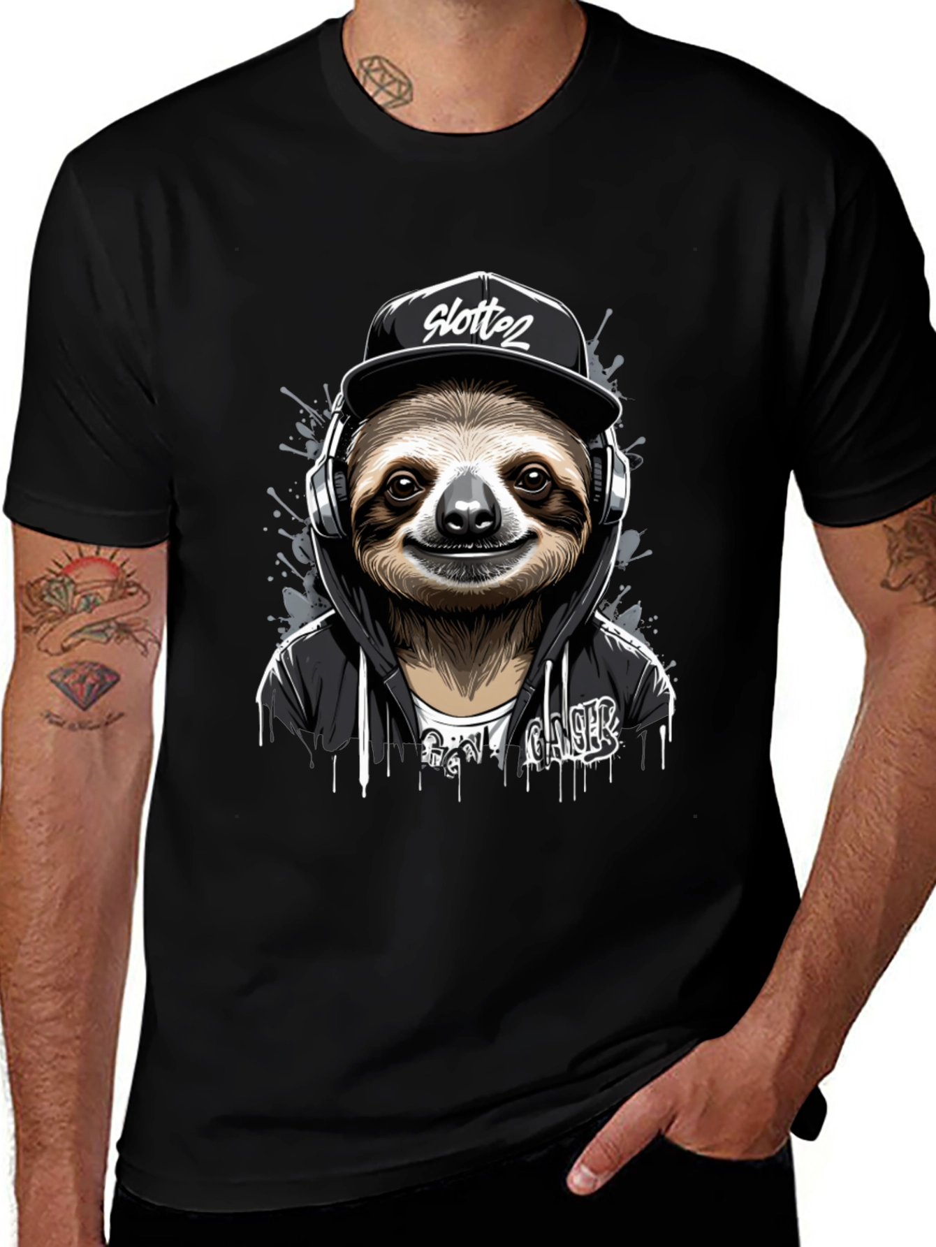 Variant 30 of Sloth Gamer Black T-Shirt