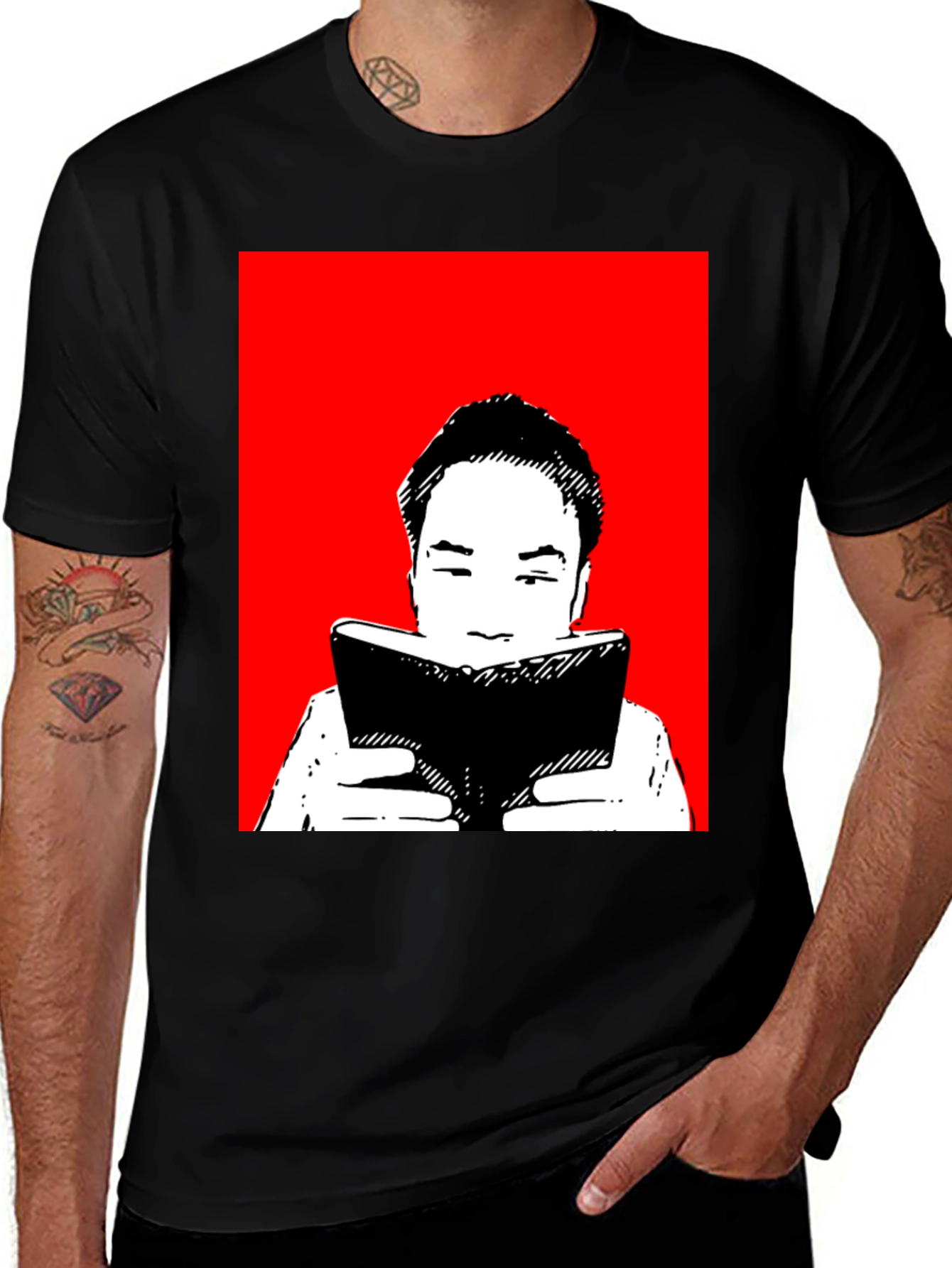 Variant 13 of Artistic Reader Graphic T-Shirt - Black