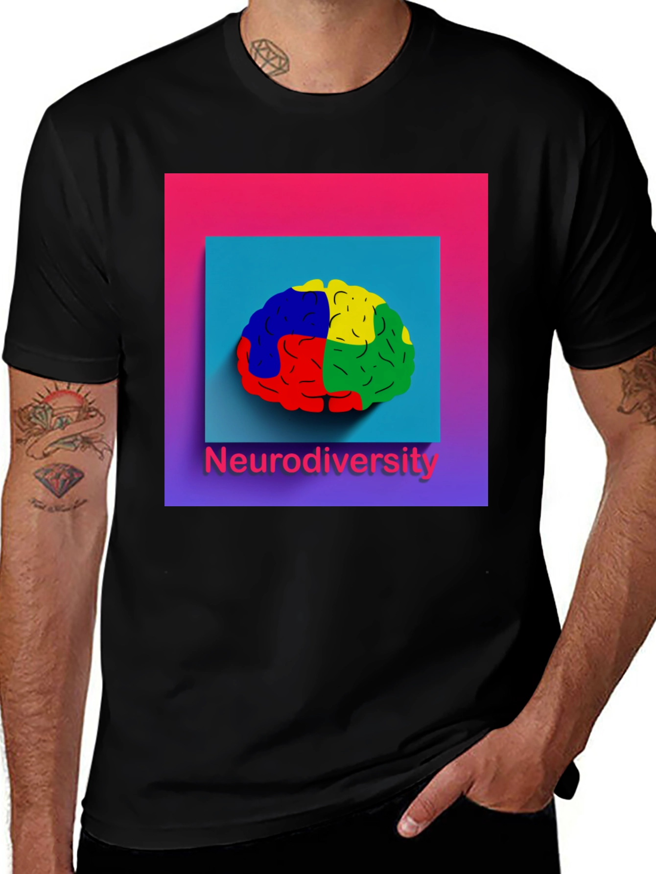 Variant 16 of Neurodiversity Brain Graphic Tee - Black Unisex T-Shirt