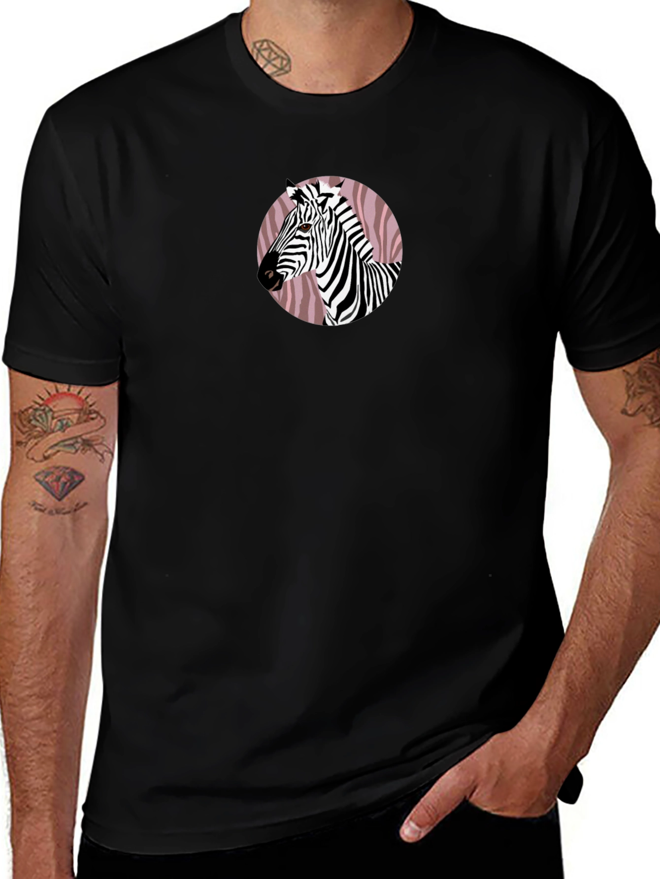 Variant 6 of Zebra Graphic Tee - Black Cotton Blend