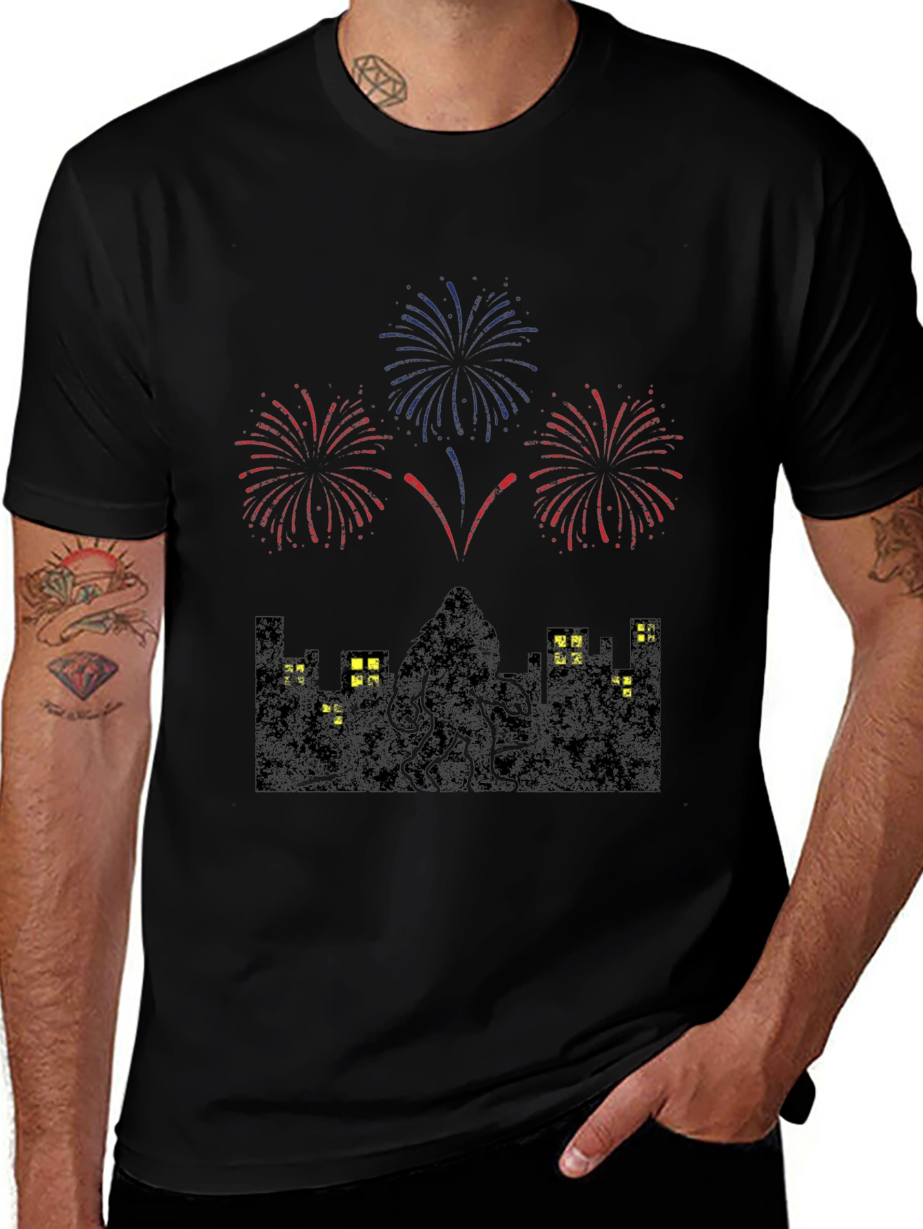 Variant 20 of Cthulhu Fireworks Graphic Tee - Black