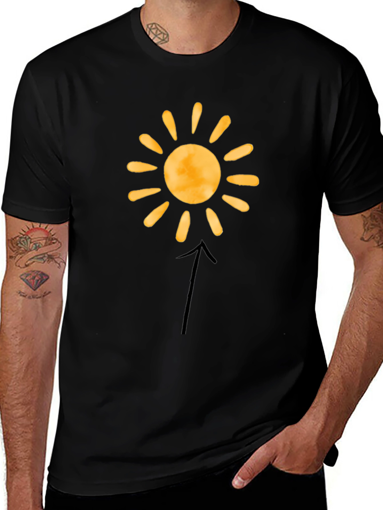 Variant 4 of Sunny Day Graphic Tee - Soft Black Cotton Casual Shirt