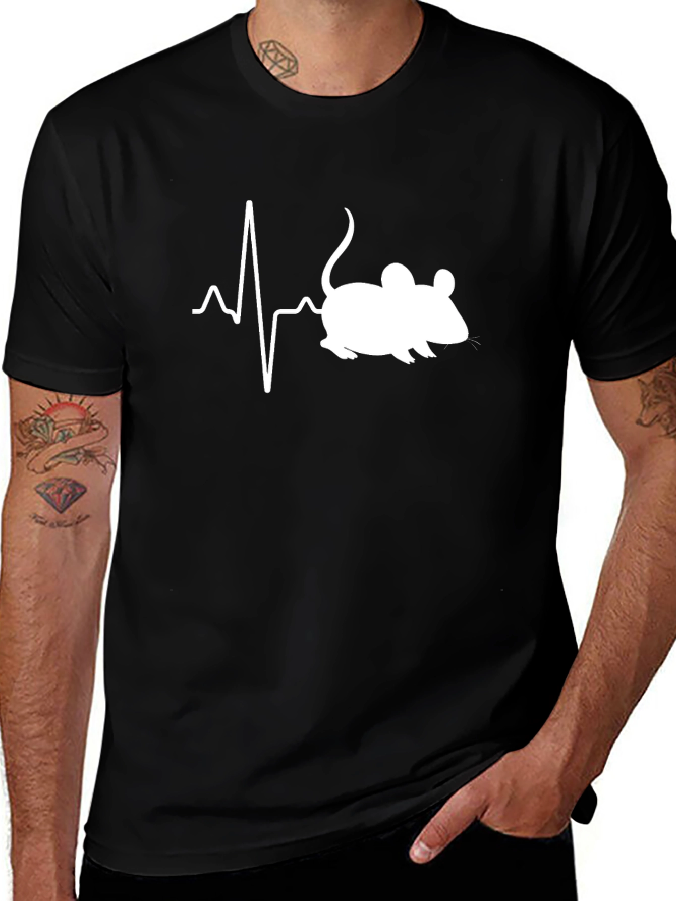 Variant 30 of Mouse Heartbeat T-Shirt - Black Graphic Tee