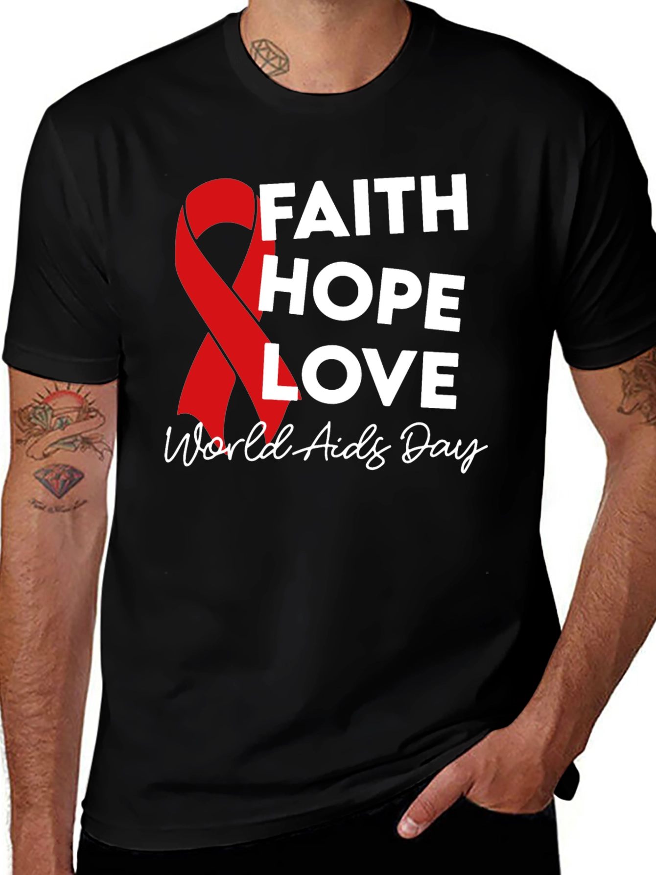 Faith Hope Love World Aids Day T-Shirt