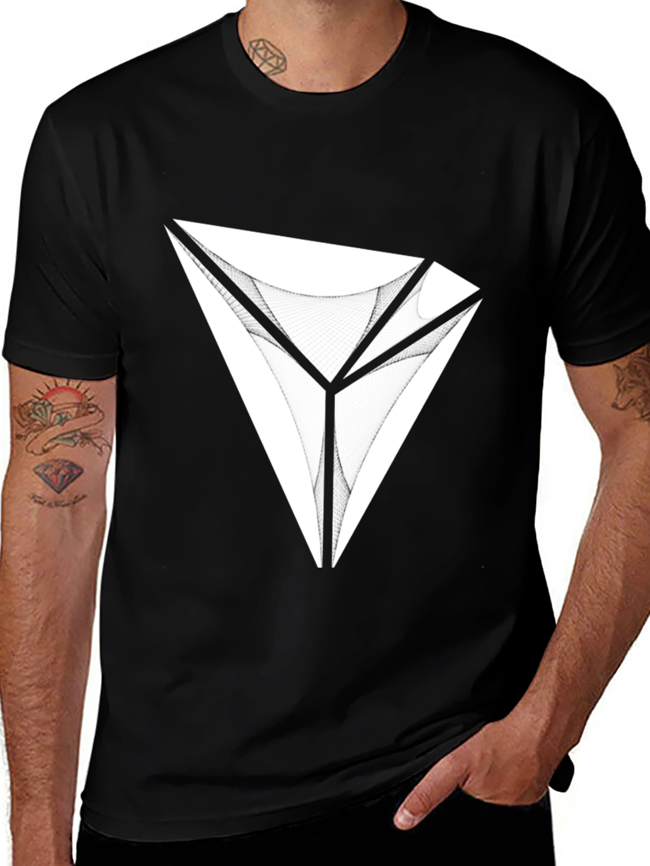 Variant 23 of Abstract Triangle Graphic Tee - Modern Black T-Shirt