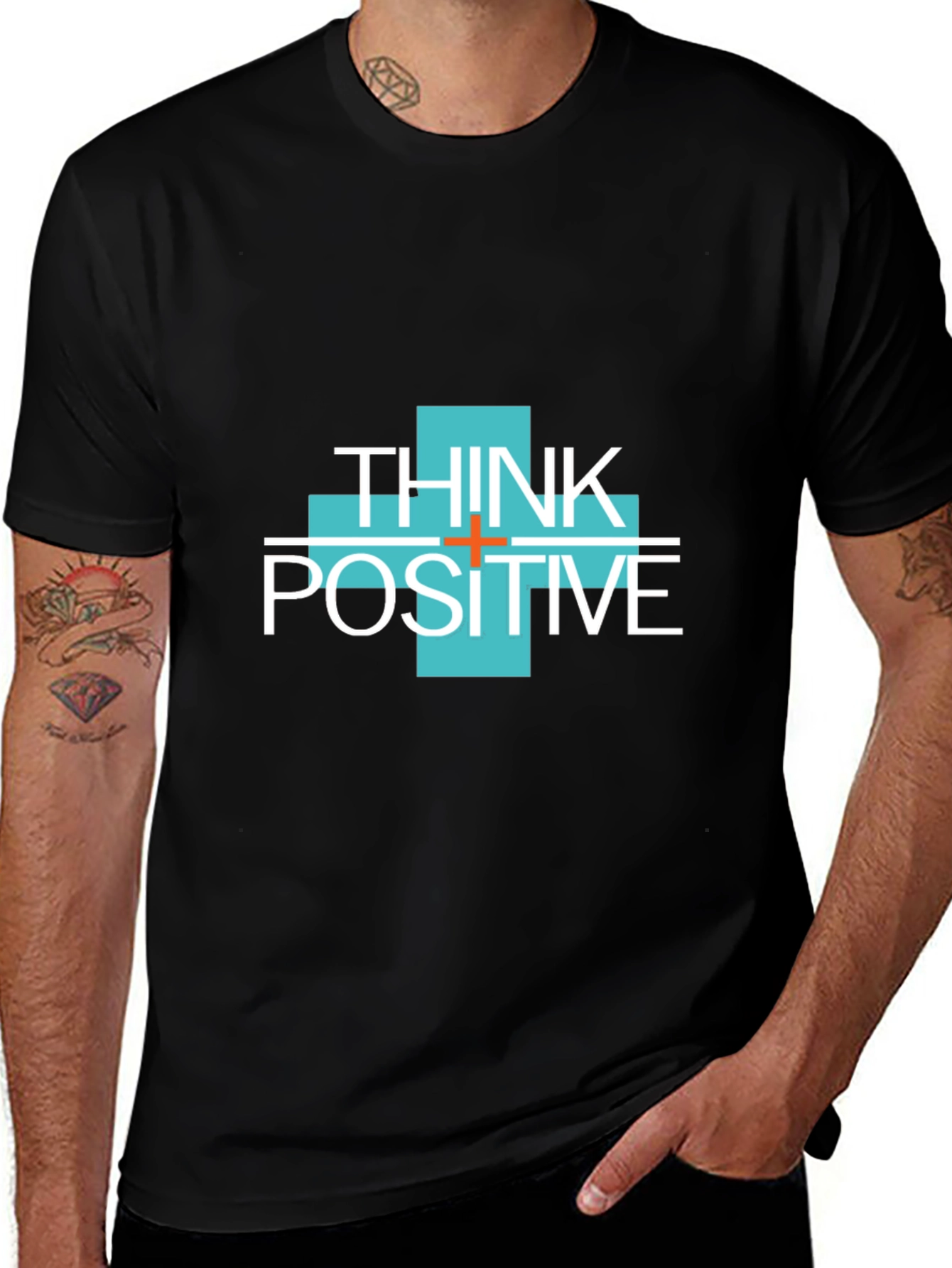 Think Positive Graphic Tee - Mens Black T-Shirt