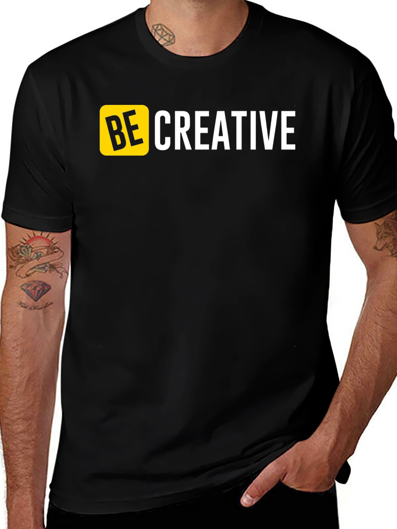 Variant 27 of Be Creative Graphic T-Shirt - Mens Black Tee