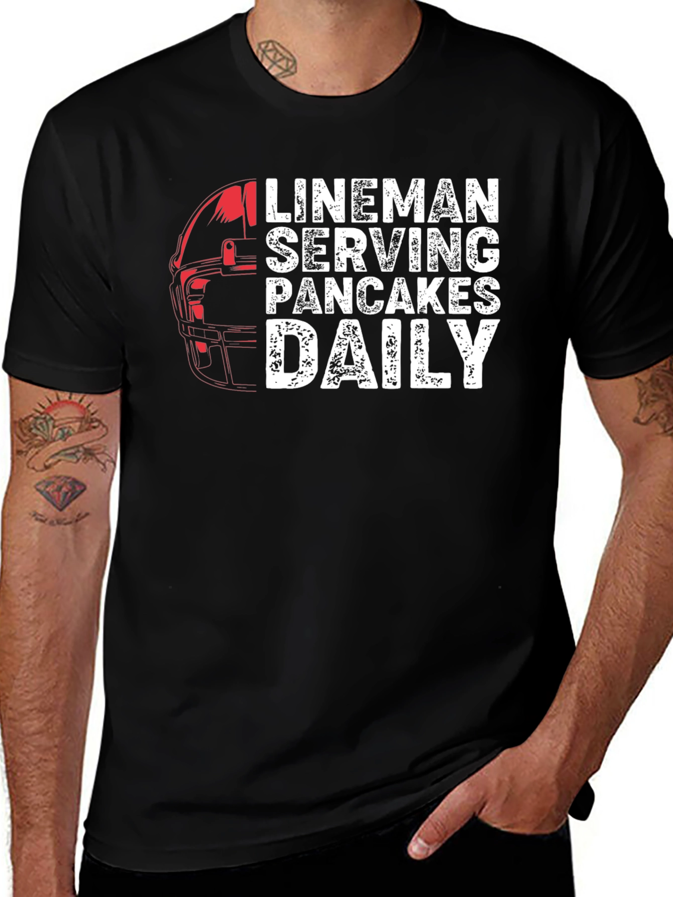 Variant 7 of Lineman Serving Pancakes Daily Black T-Shirt