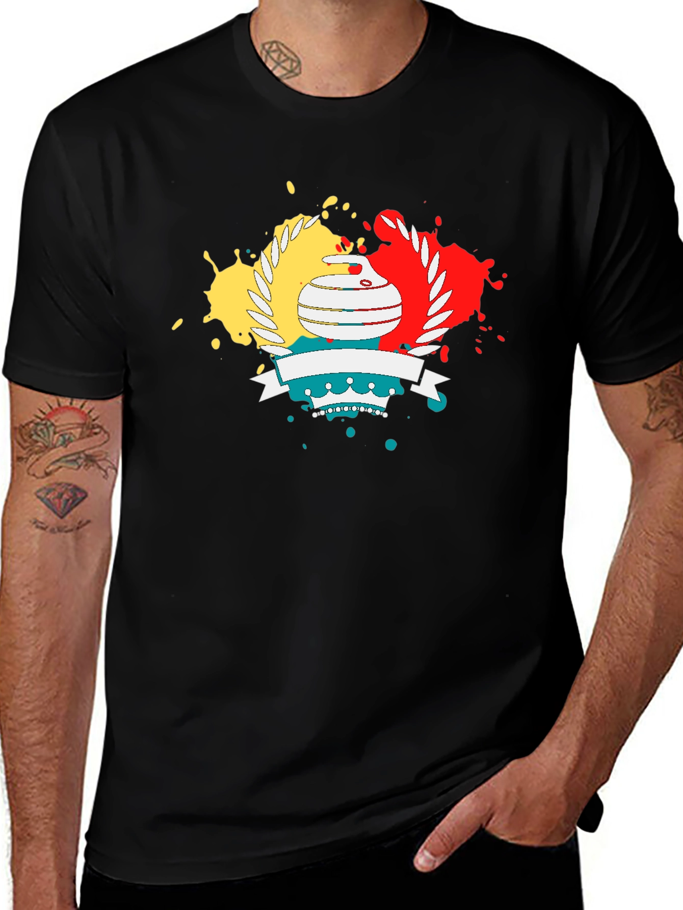 Variant 15 of Curling Crest T-Shirt - Colorful Design