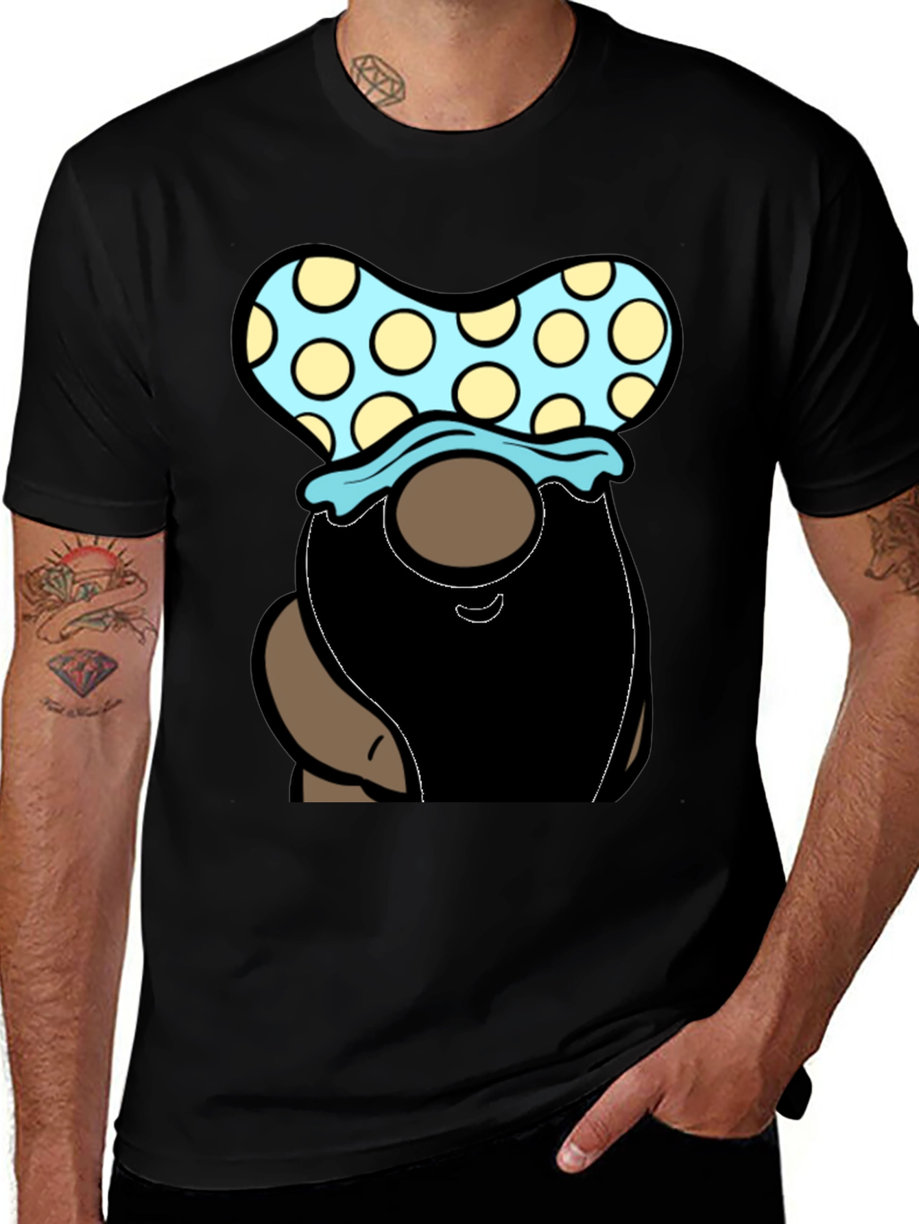 Variant 6 of Gnome T-Shirt - Polka Dot Hat, Black