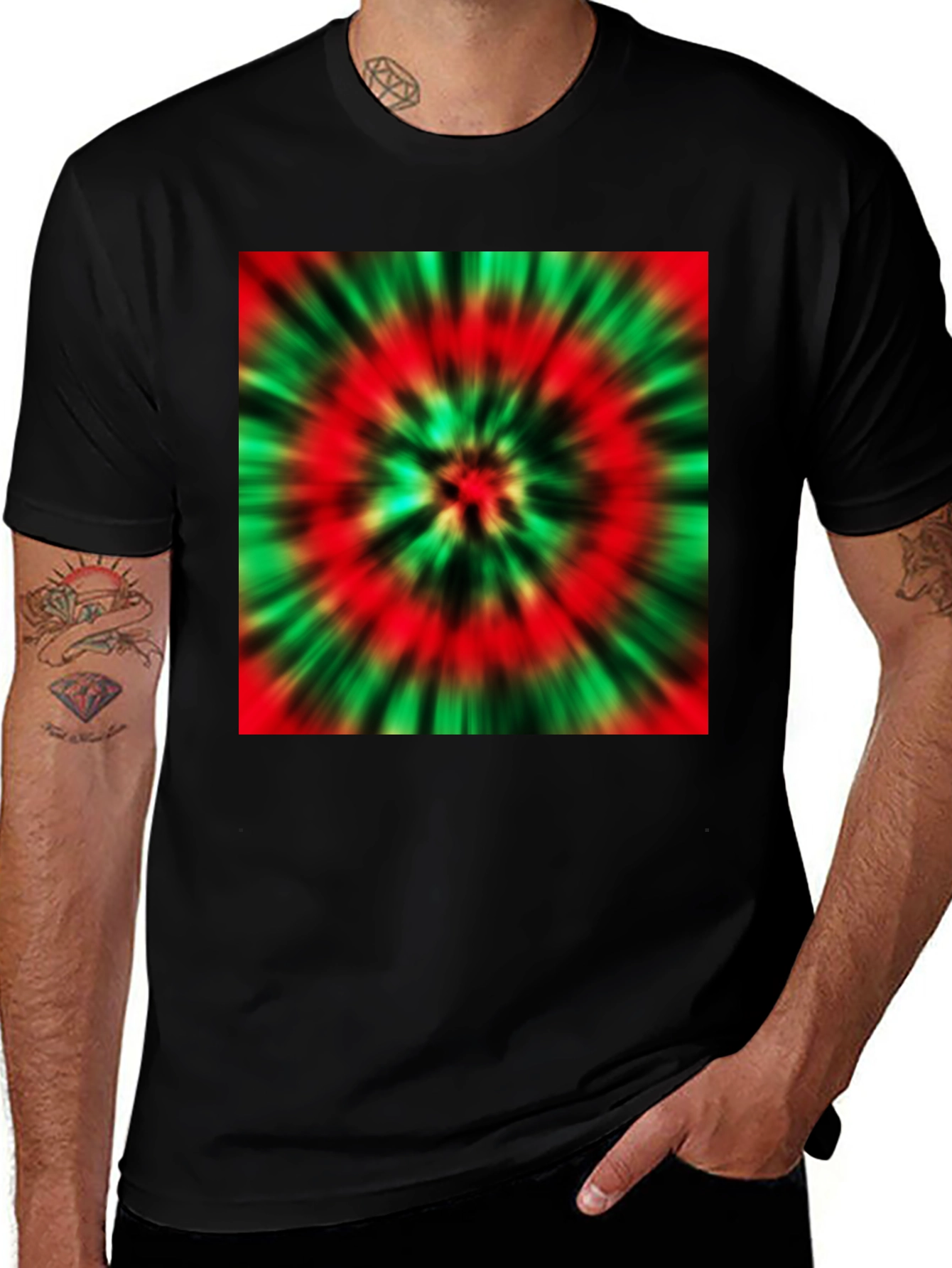 Variant 30 of Vibrant Tie-Dye Graphic Black T-Shirt