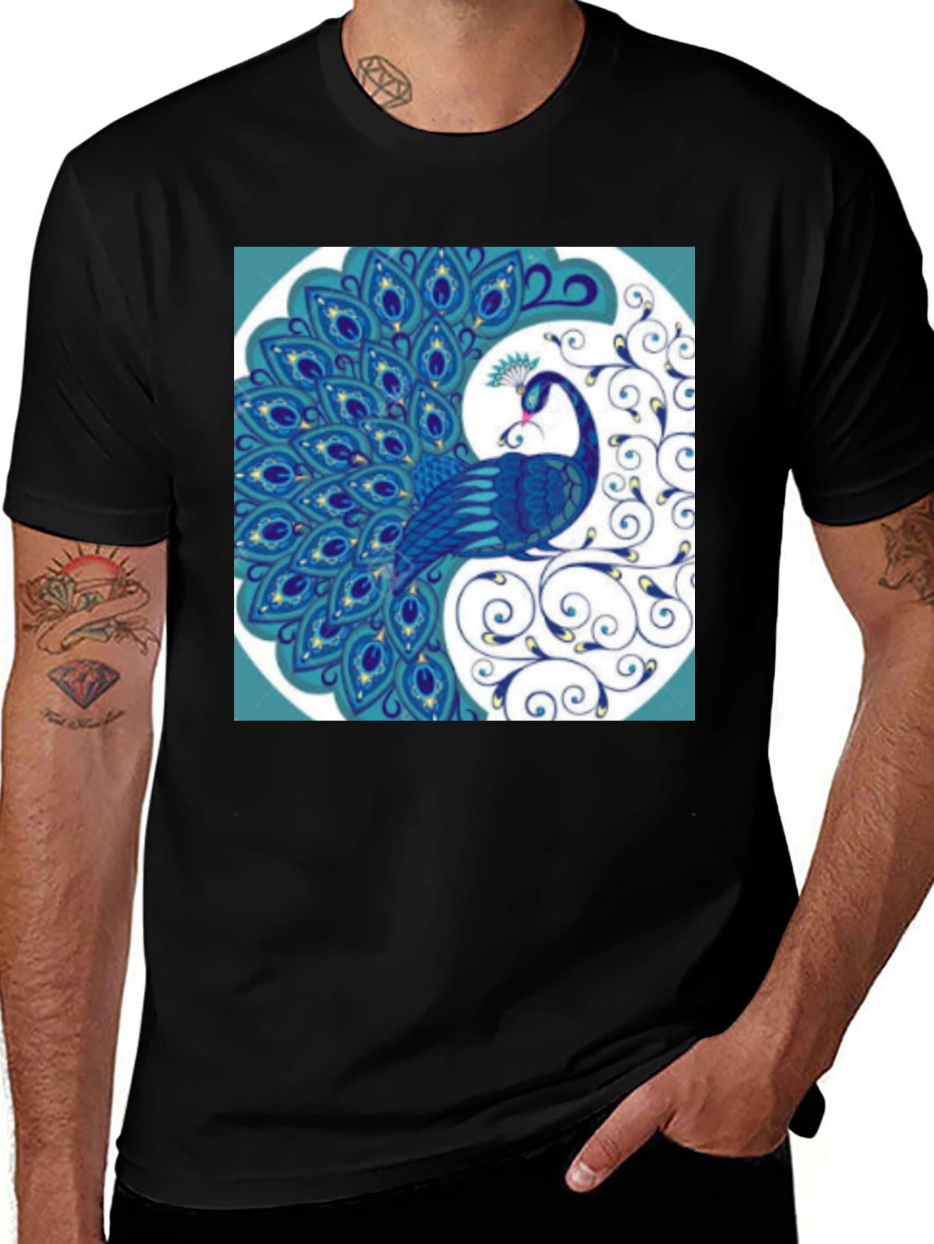 Variant 14 of Peacock Graphic Tee - Stylish Men's T-Shirt