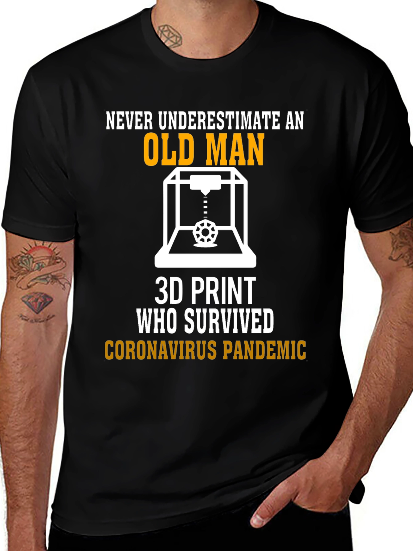 Variant 4 of Old Man 3D Print Coronavirus Survivor T-Shirt