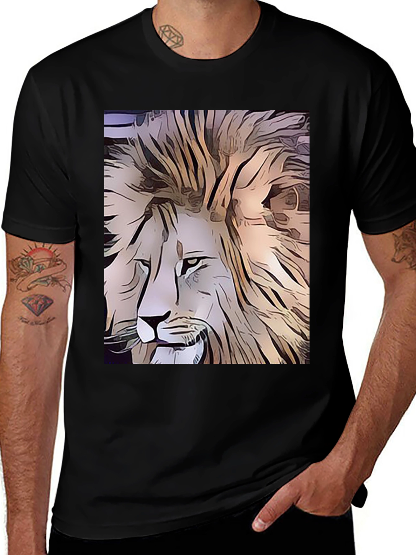 Variant 28 of Lion Graphic Black T-Shirt for Men