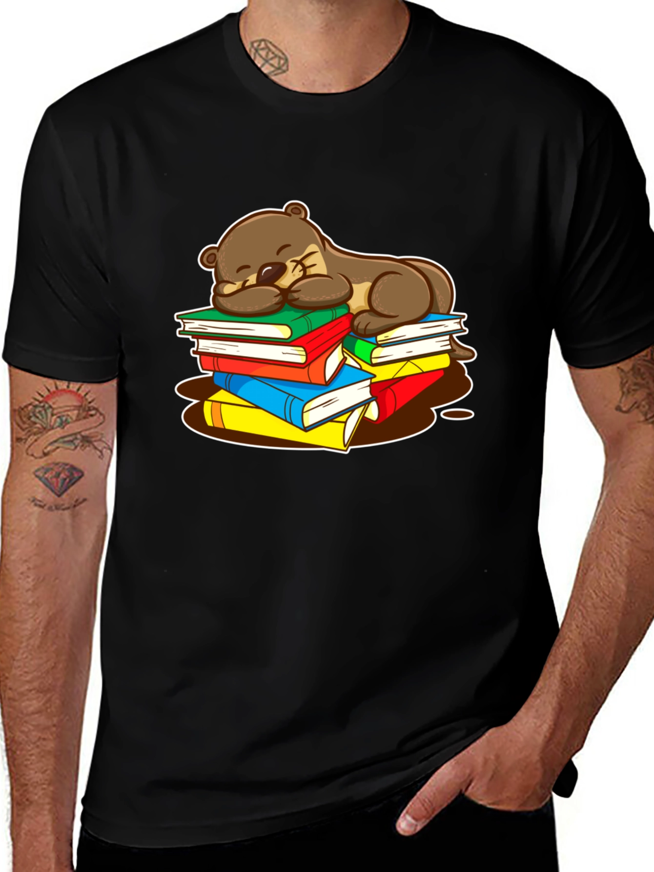 Variant 13 of Otter Sleeping on Books T-Shirt
